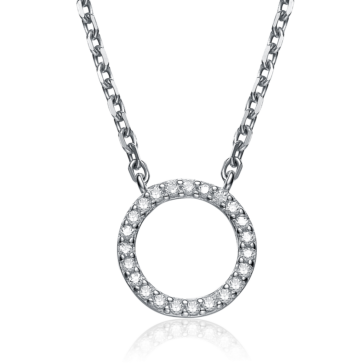 Cubic Zirconia (.925) Sterling Silver Circle Micro Pave Pendant