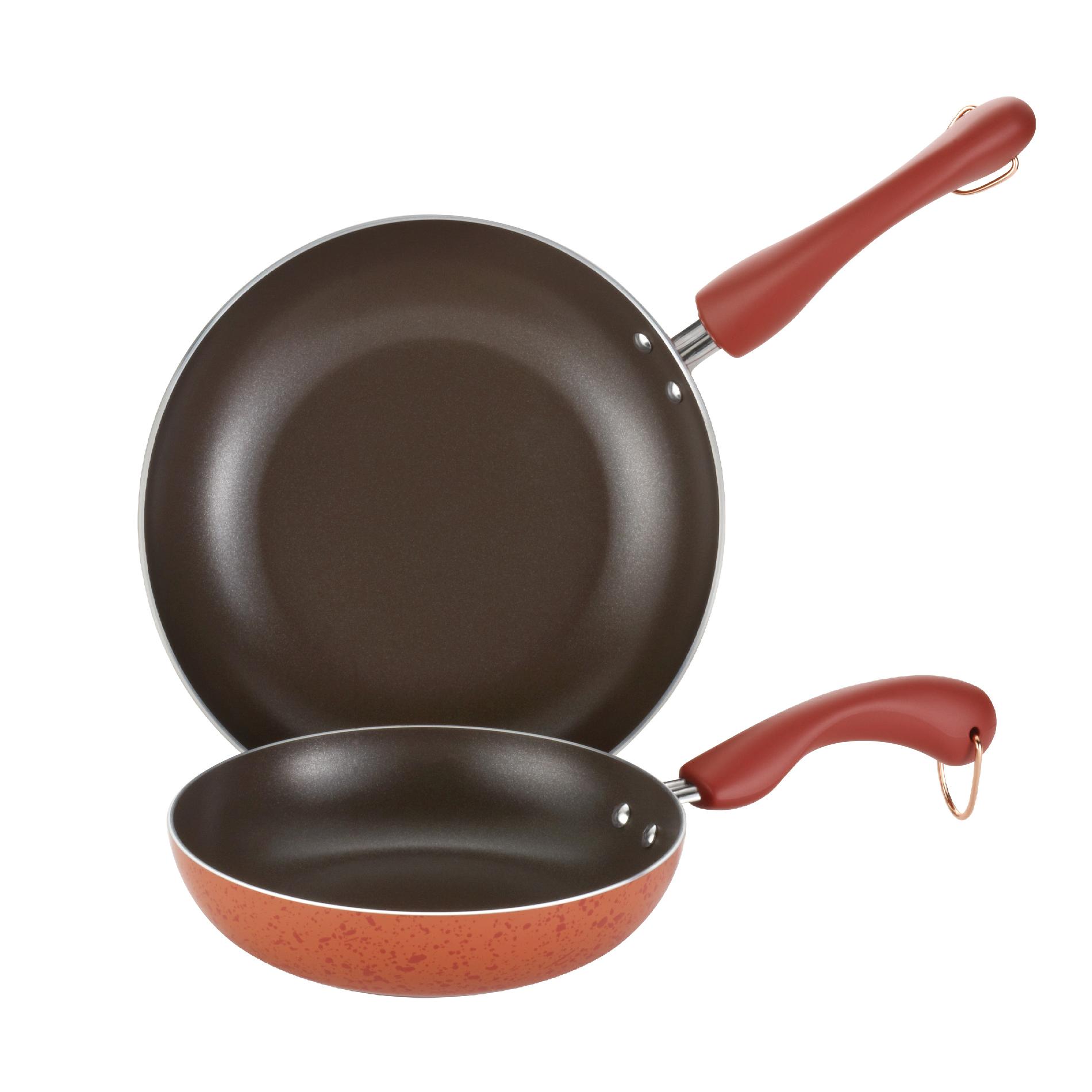 Paula Deen Twin Pack: 8-Inch and 10-Inch Open Skillets  Coral Speckle