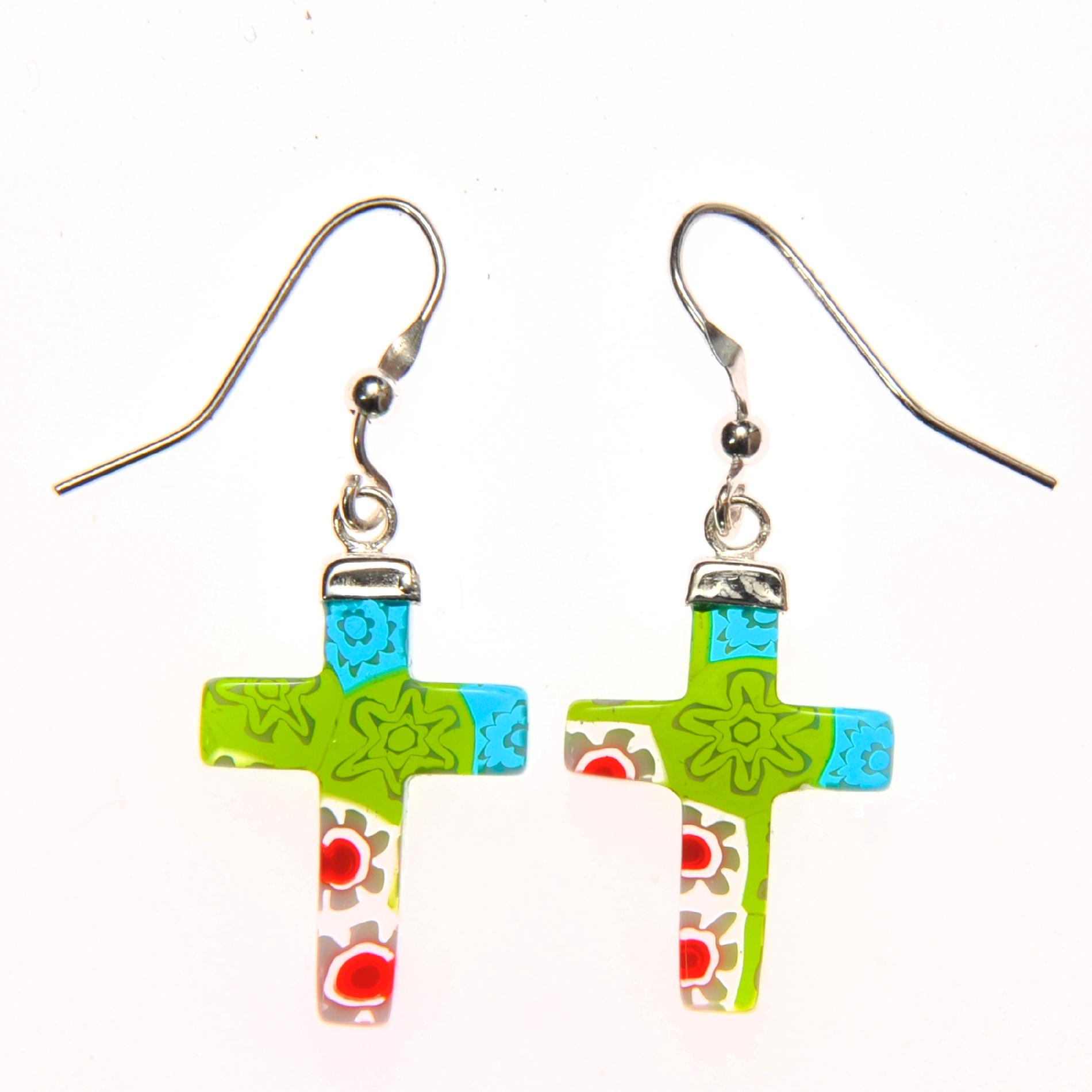 Sterling Silver Colored Glass Cross Dangle Earrings at Sears.com