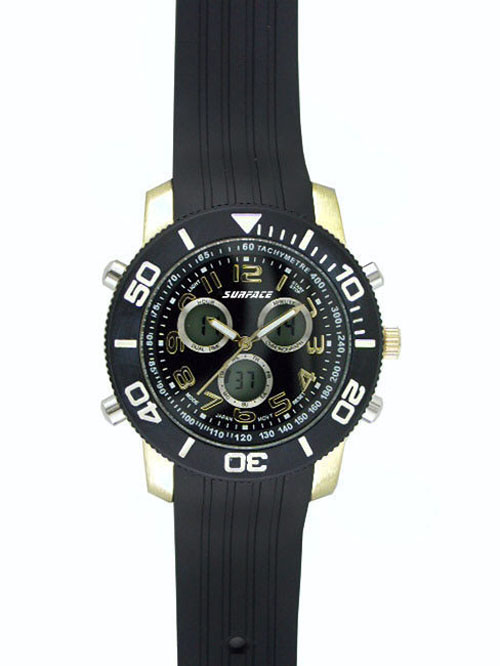 Surface Mens' Chronograph Gold-tone Case Watch with Black Round Multi Dials at Kmart.com