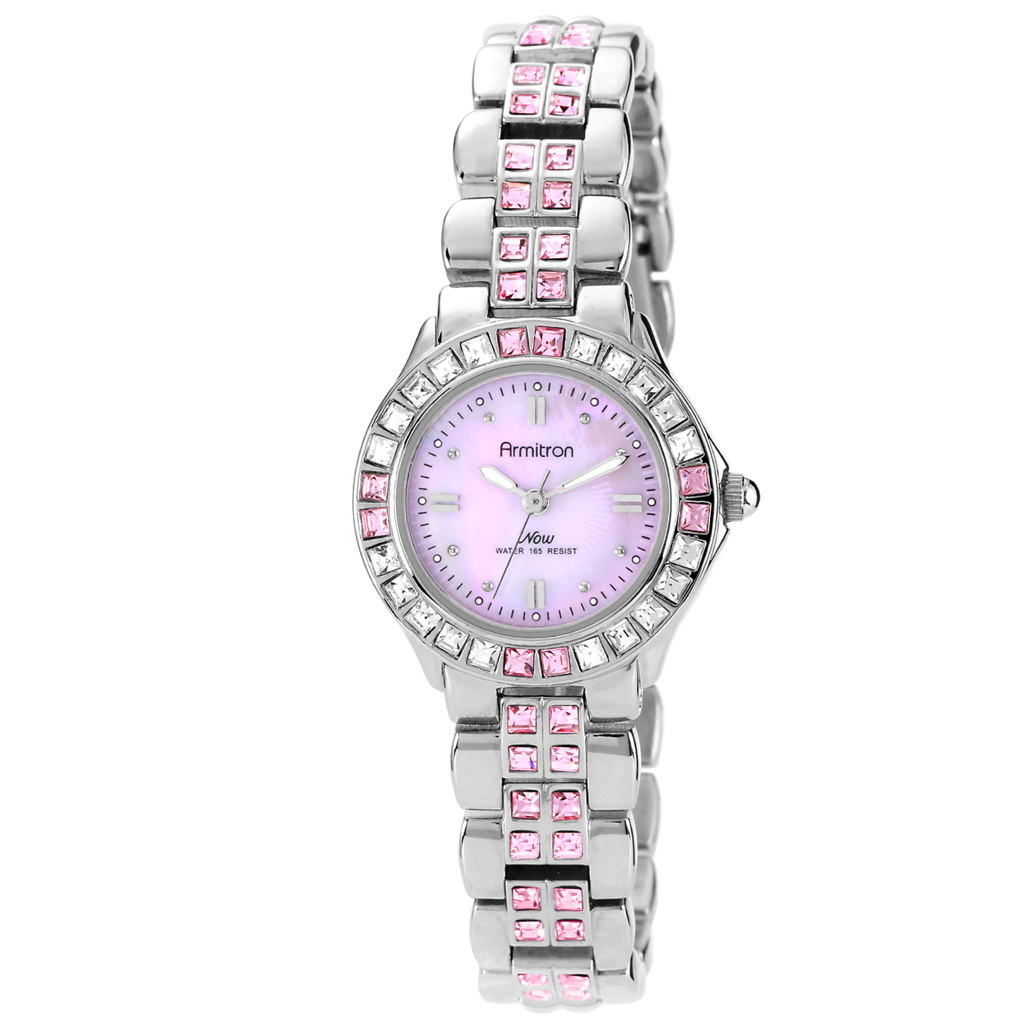UPC 086702442584 product image for Ladies' Silver-tone Round Dial Bracelet Watch w/Pink & Clear Crystal Accents | upcitemdb.com