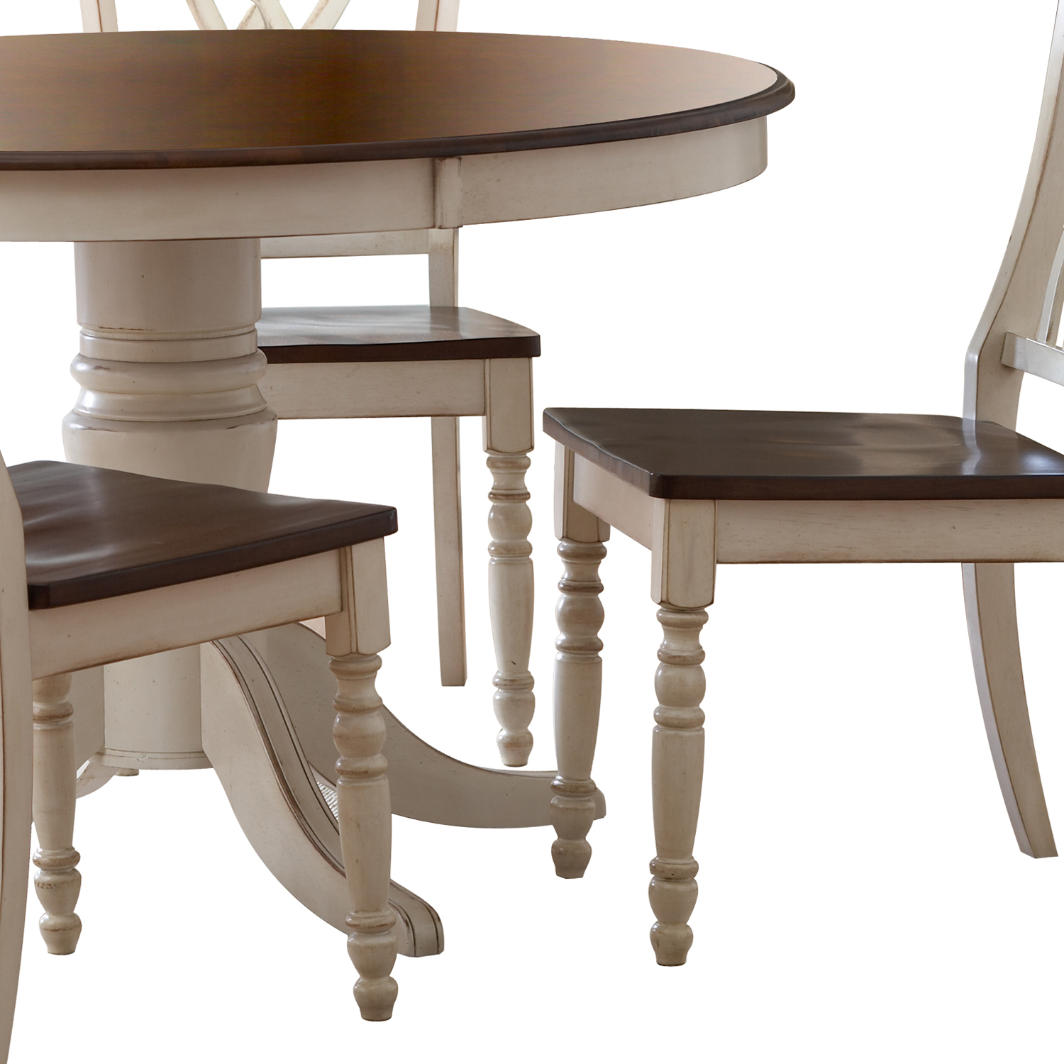 Oxford Creek 5pcs Antique White Round Dining Table Set ...