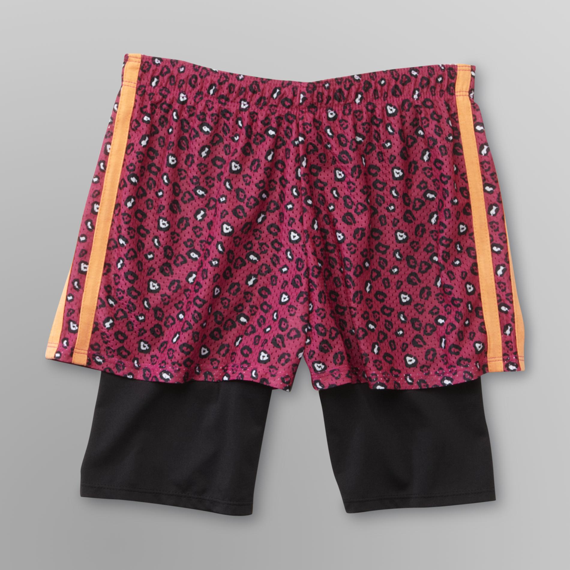 Everlast&reg; Sport Girl's Layered Look Fitness Shorts - Leopard Print at Kmart.com