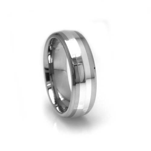 Sti by Spectore 7mm Titanium Band with Sterling Silver Inlay, Raised Center at Sears.com