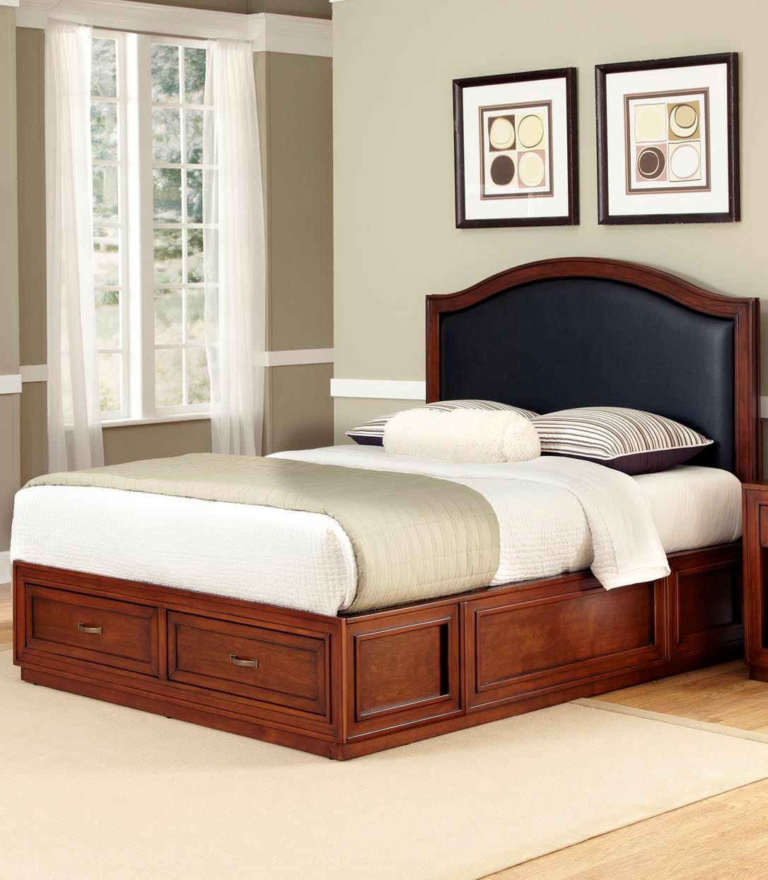 Home Styles Furniture Duet Platform King Camelback Bed Black Leather Inset