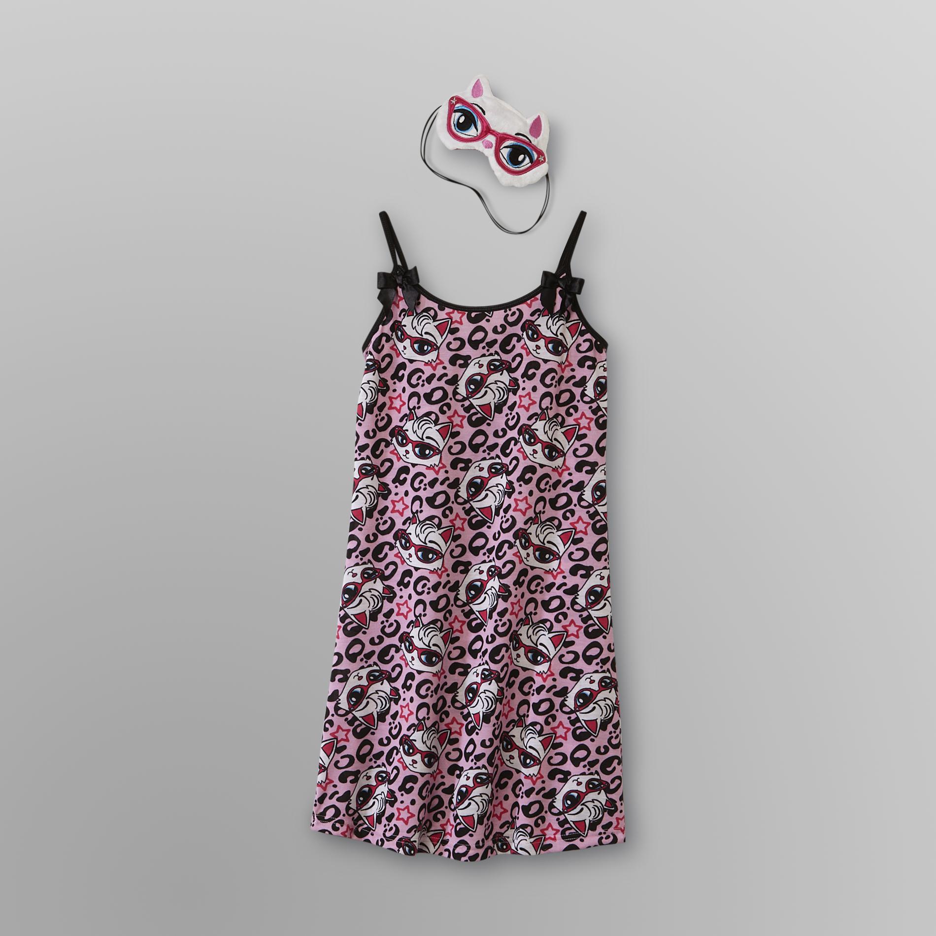Joe Boxer Girl's Chemise Nightgown & Sleep Mask - Cat at Kmart.com