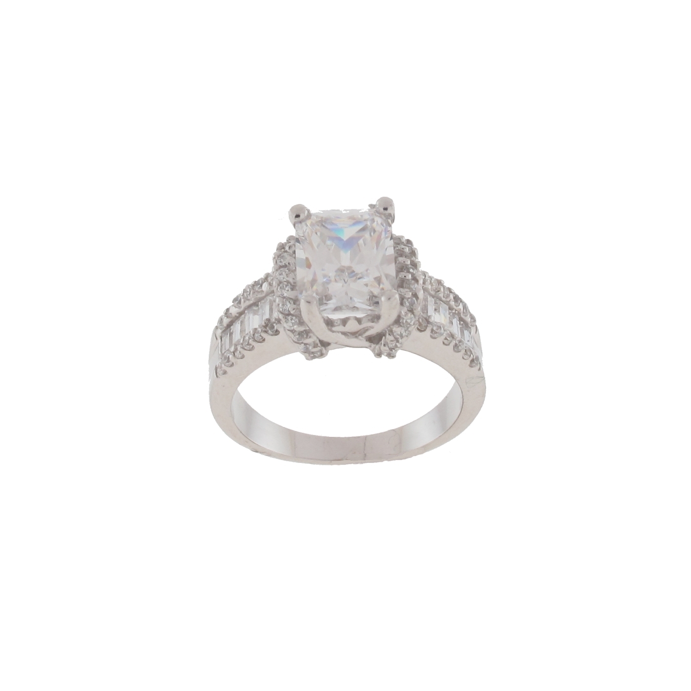 &nbsp; Sterling Silver Emerald Cut Cubic