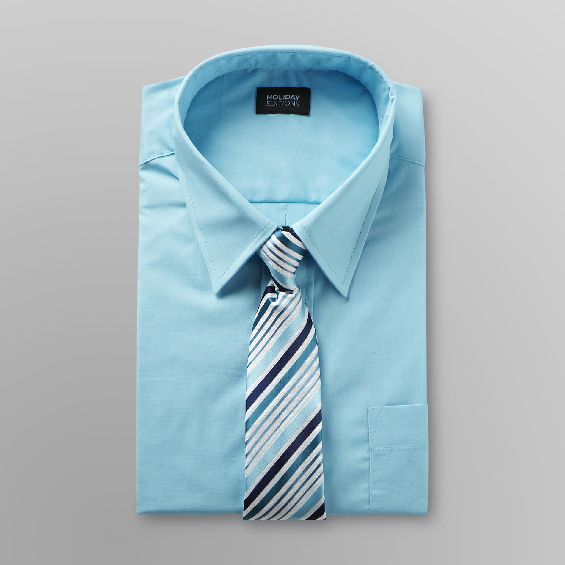 Holiday Editions Boy's Dress Shirt & Striped Tie