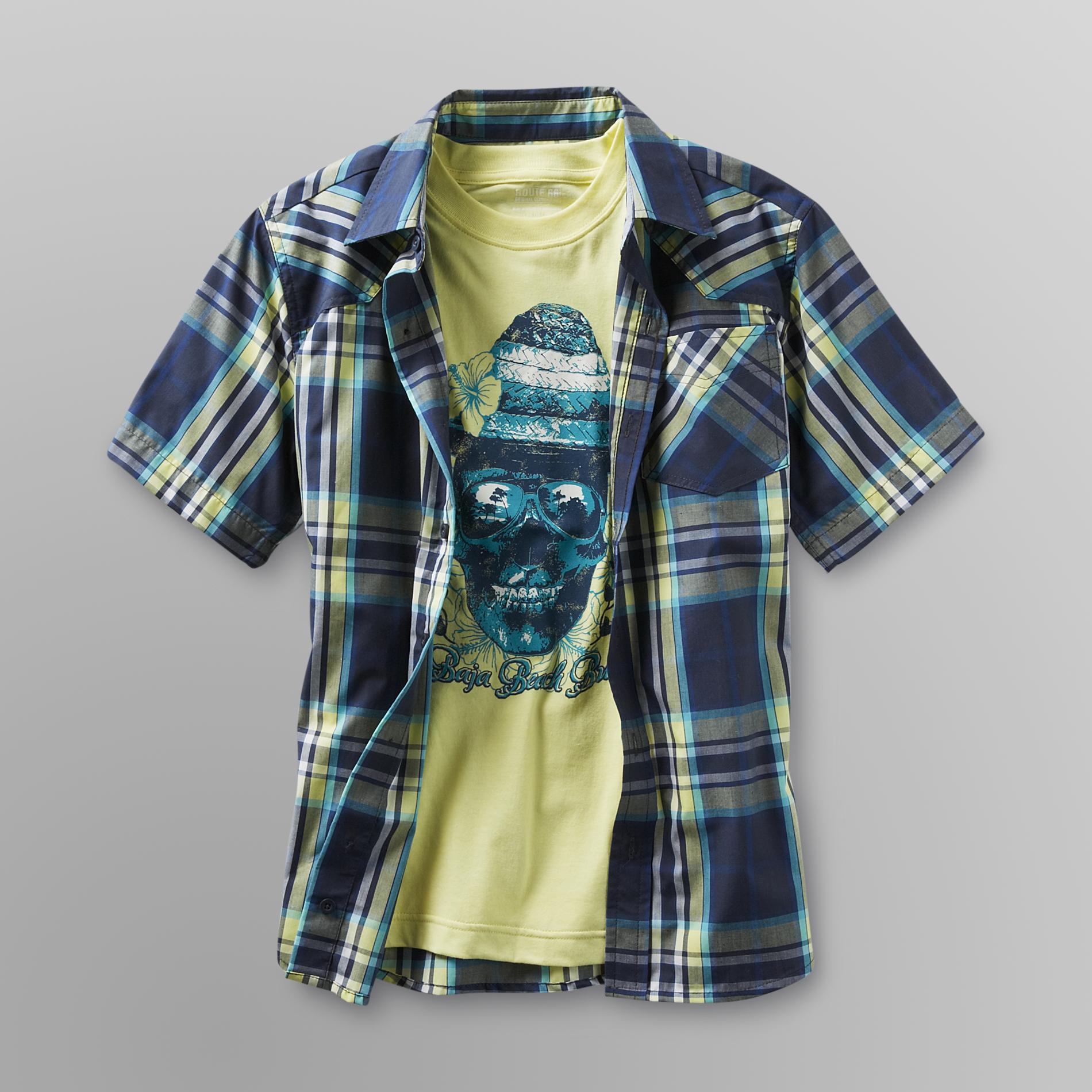 Route 66 Boy's Plaid Camp Shirt & Graphic T-Shirt - Beach at Kmart.com