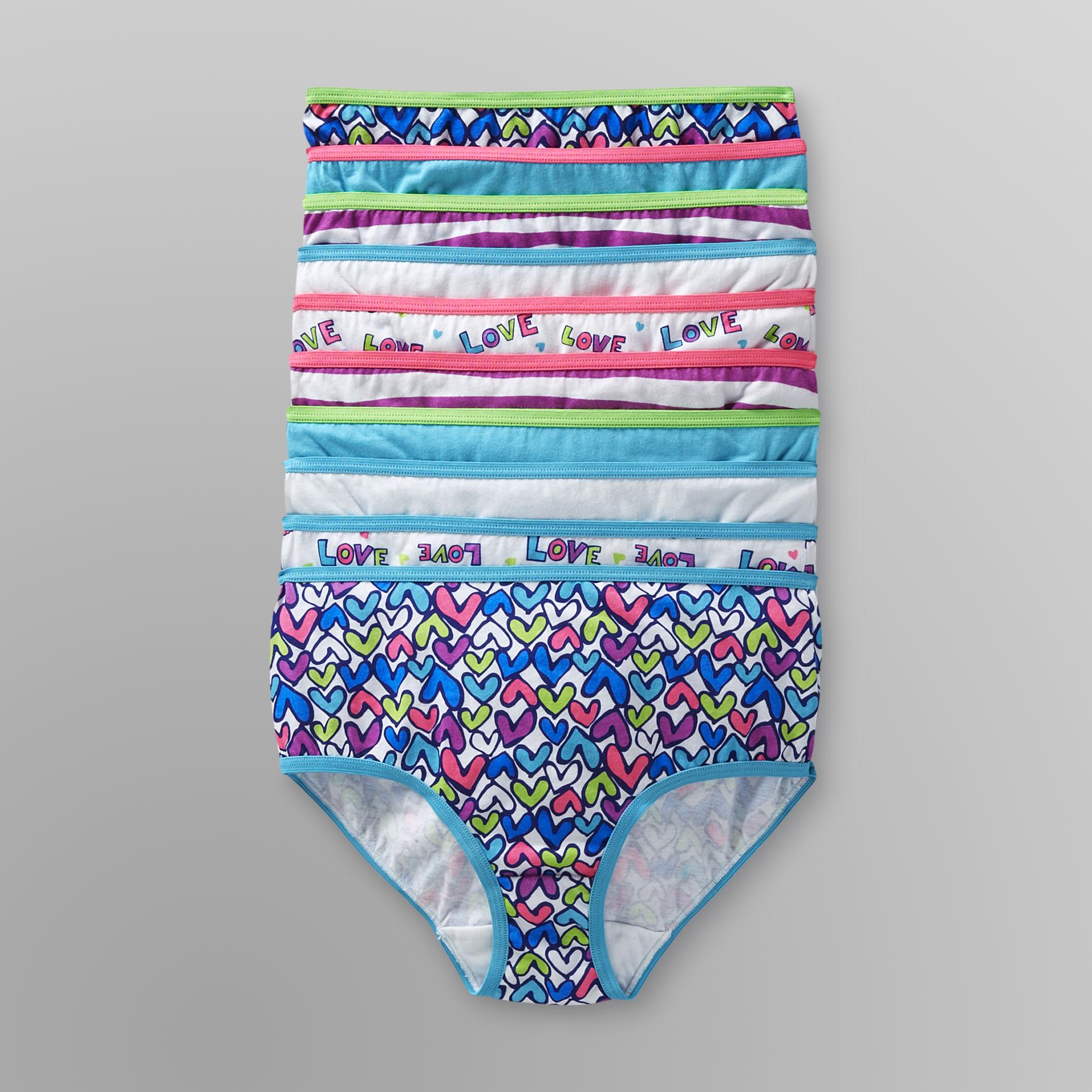 Joe Boxer 10-Pack Girl's Brief Panties - Hearts & Stripes at Sears.com
