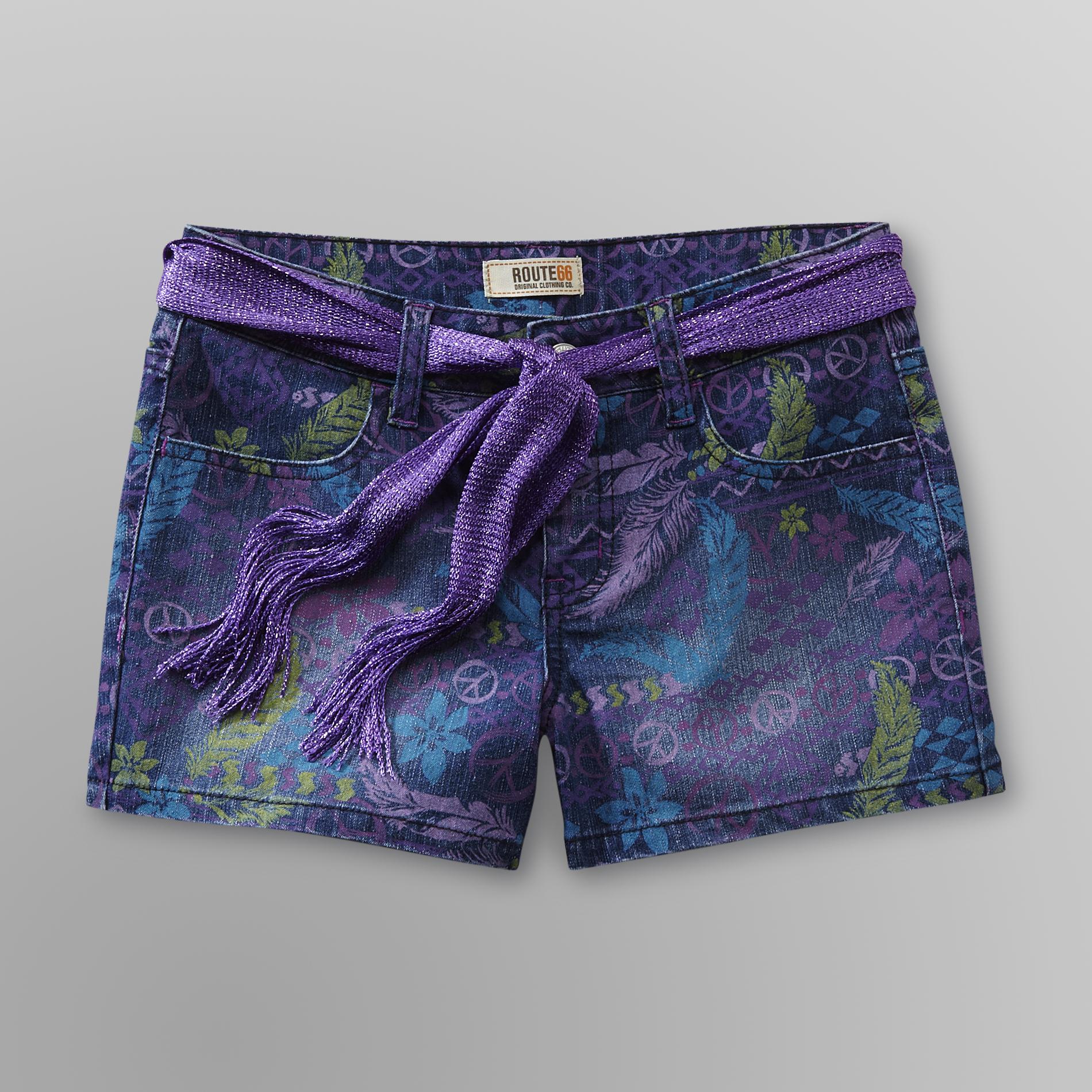 Route 66 Girl's Belted Jean Shorts - Tribal Print at Kmart.com