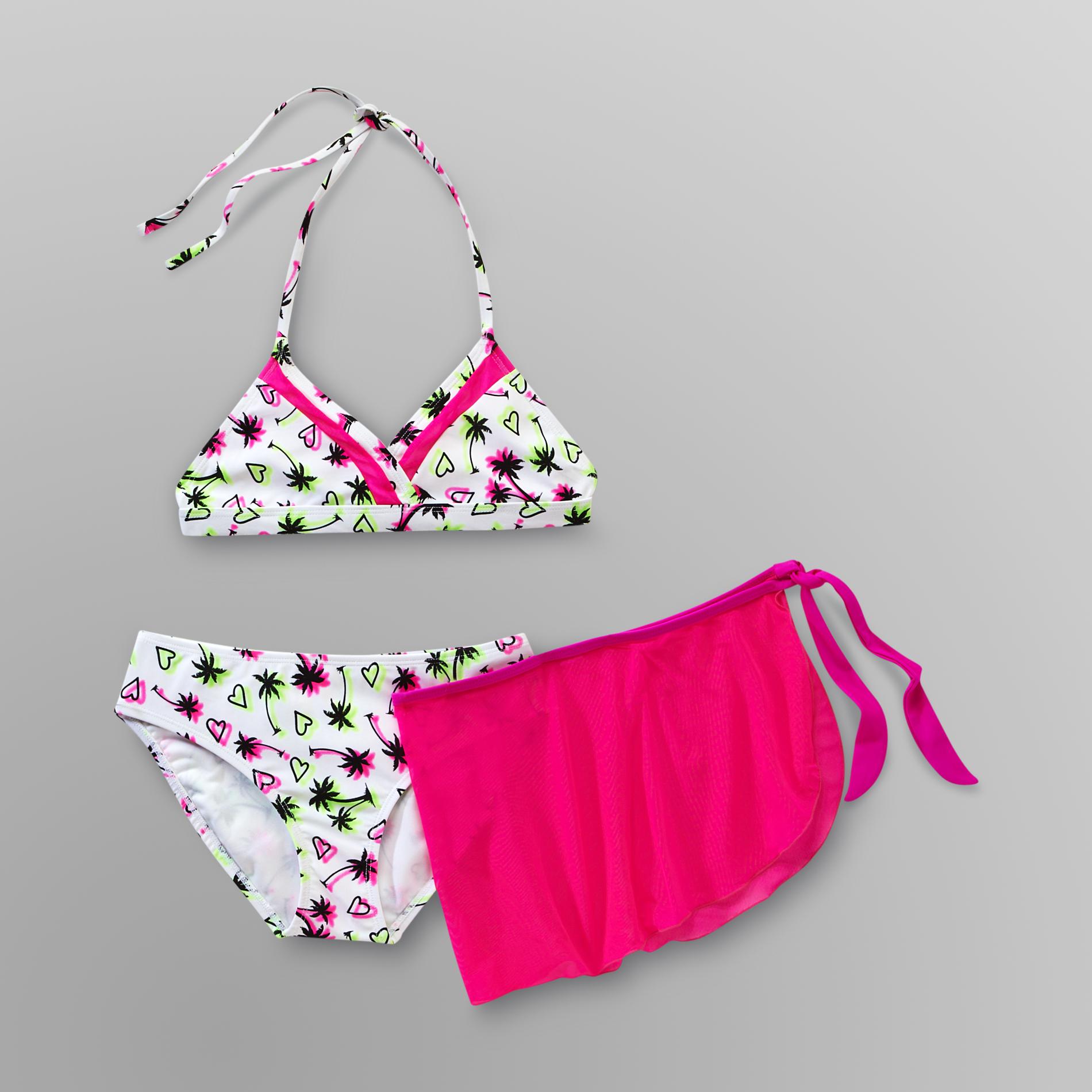 Joe Boxer Girl's Neon Bikini & Wrap Skirt - Hearts at mygofer.com
