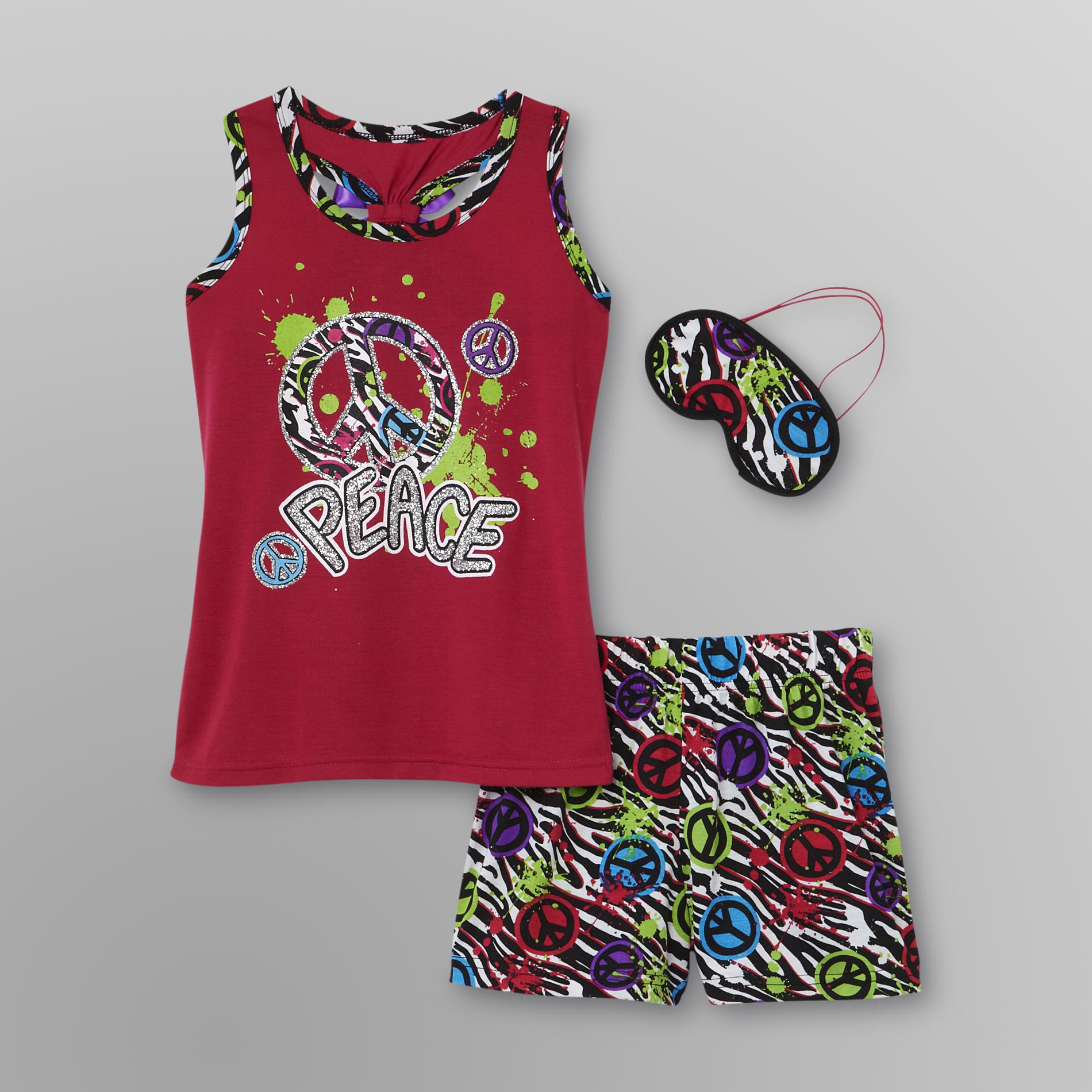Joe Boxer Girl's Pajamas & Sleep Mask - Peace Signs at Kmart.com