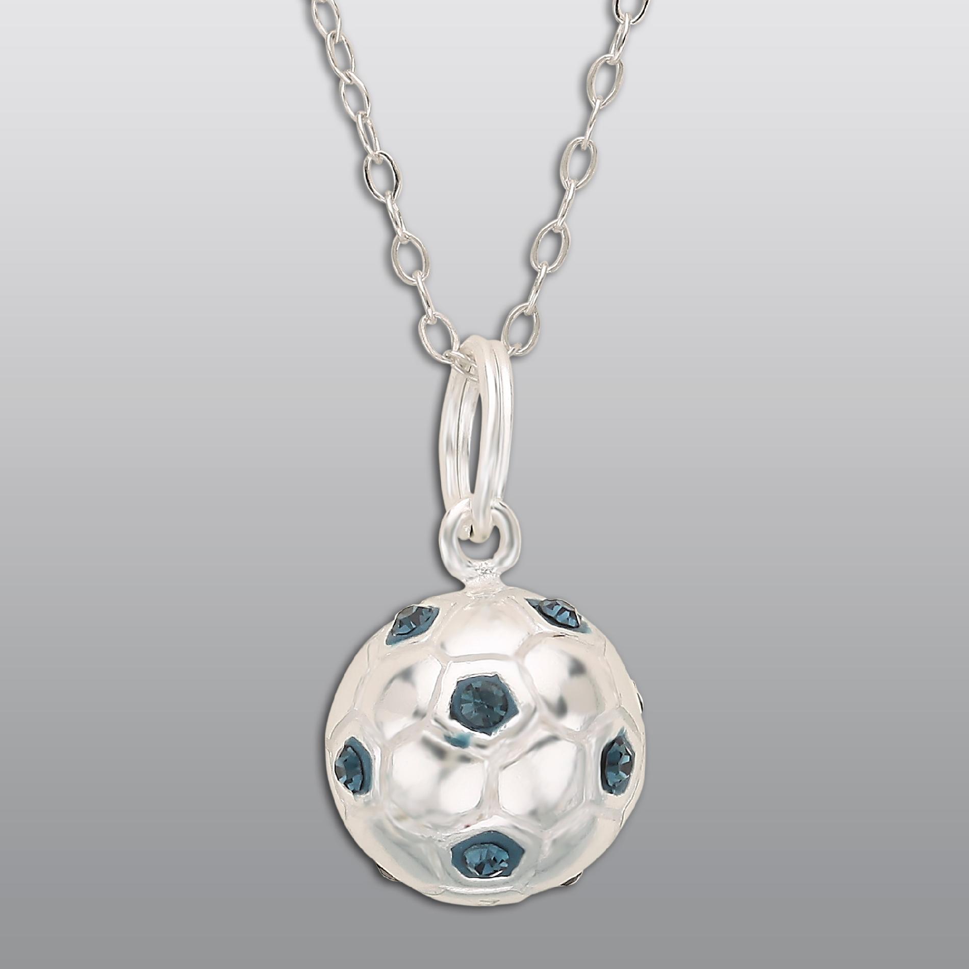 Sterling Silver Blue and Clear Crystal Soccer Ball Pendant at Kmart.com