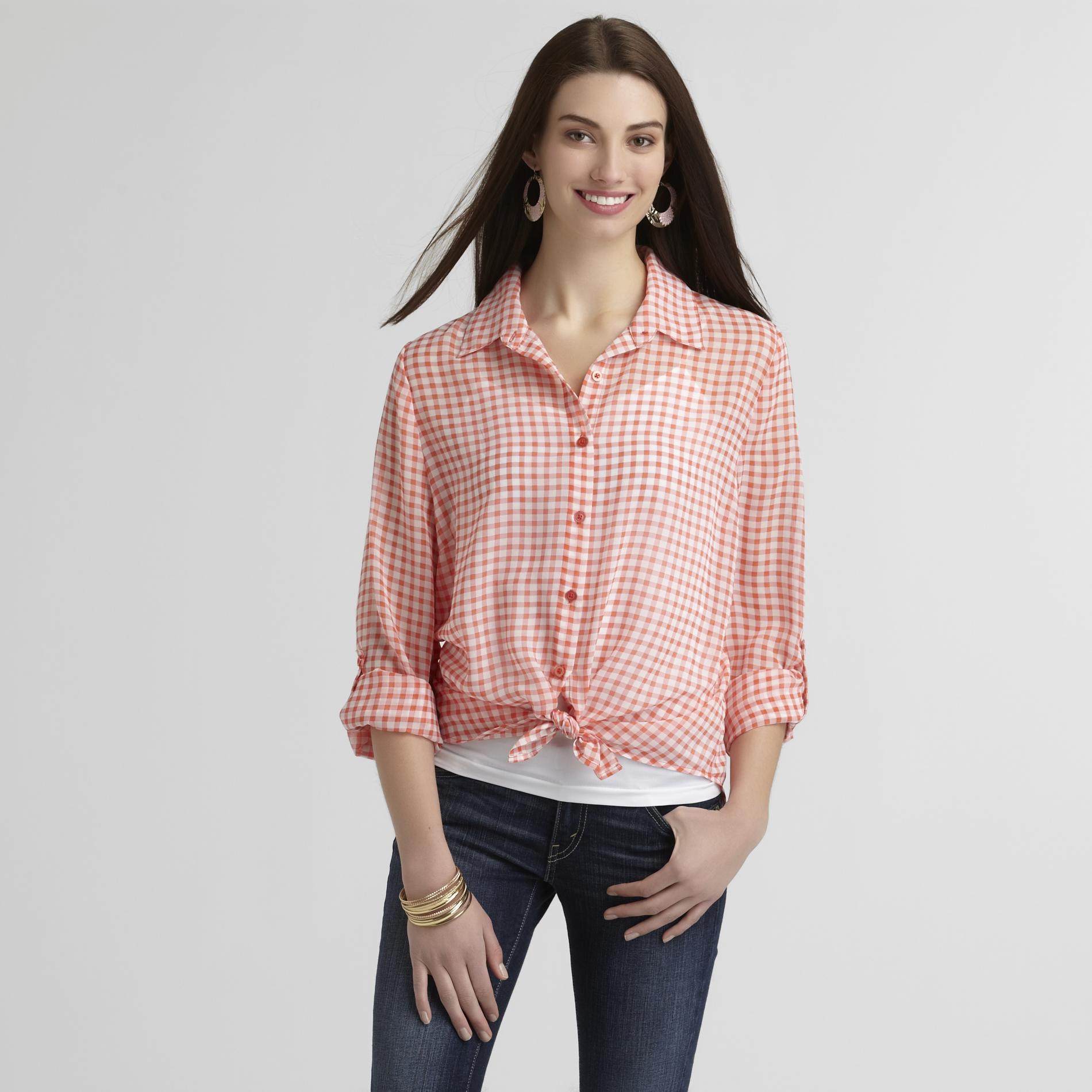 Canyon River Blues Women's Tie-Front Blouse - Gingham at Kmart.com