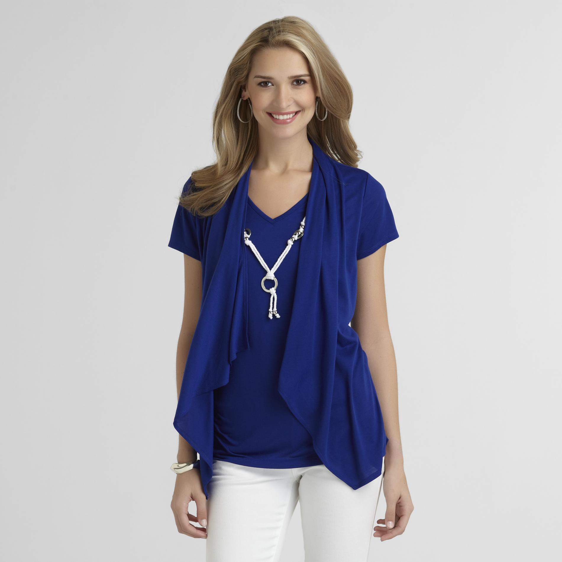 Sapphire Star Women's Cardigan Top & Necklace at Kmart.com