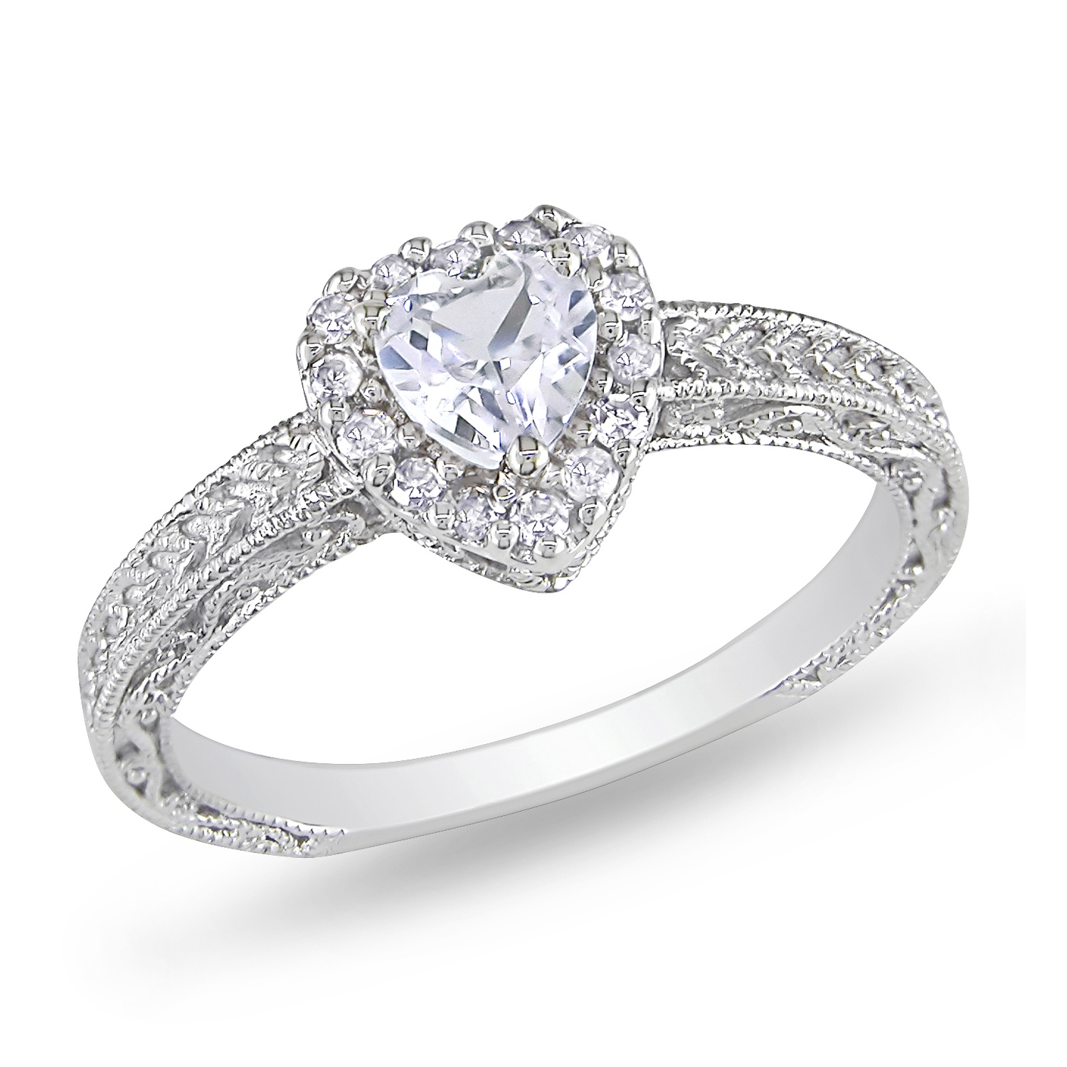 Amour 1/7 Carat T.W. Diamond and 3/5 Carat T.G.W. Created White Sapphire Fashion Ring in Sterling Silver GH I3 at Kmart.com