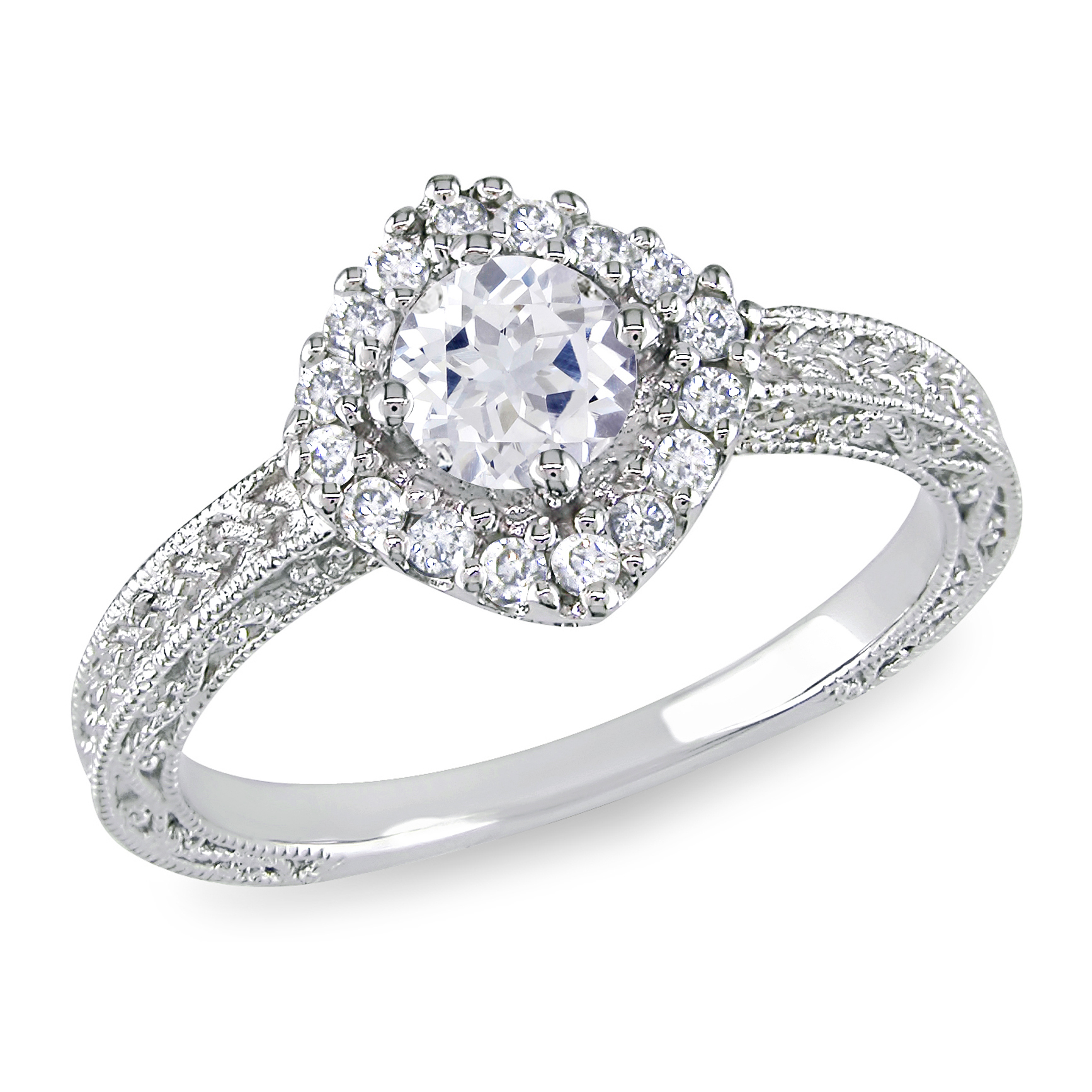 Amour 1/5 Carat T.W. Diamond and 5/8 Carat T.G.W. Created White Sapphire Fashion Ring in Sterling Silver GH I3 at Kmart.com