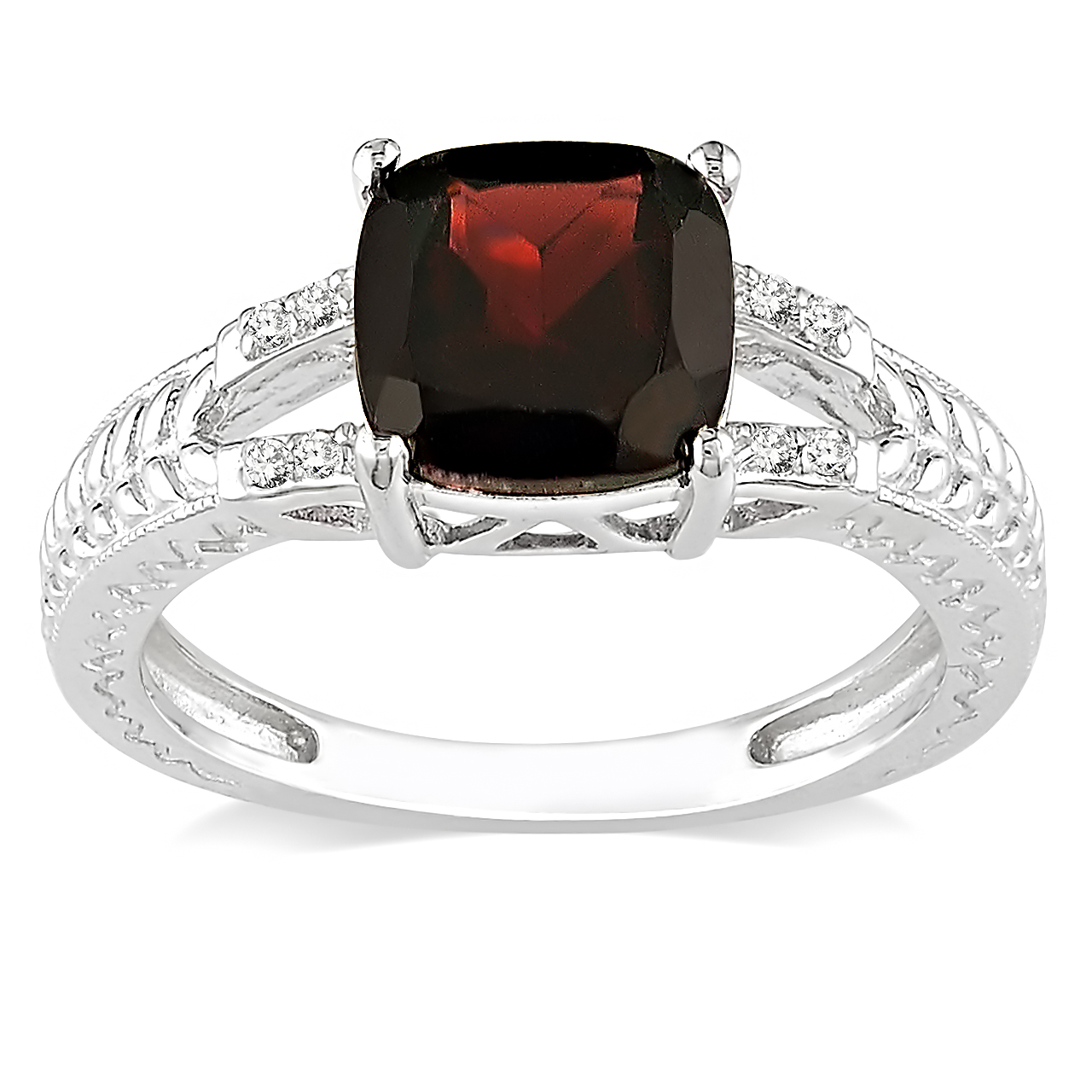 Amour 0.04 Carat T.W. Diamond and 3 1/10 Carat T.G.W. Garnet Fashion Ring in Sterling Silver I3 at Kmart.com