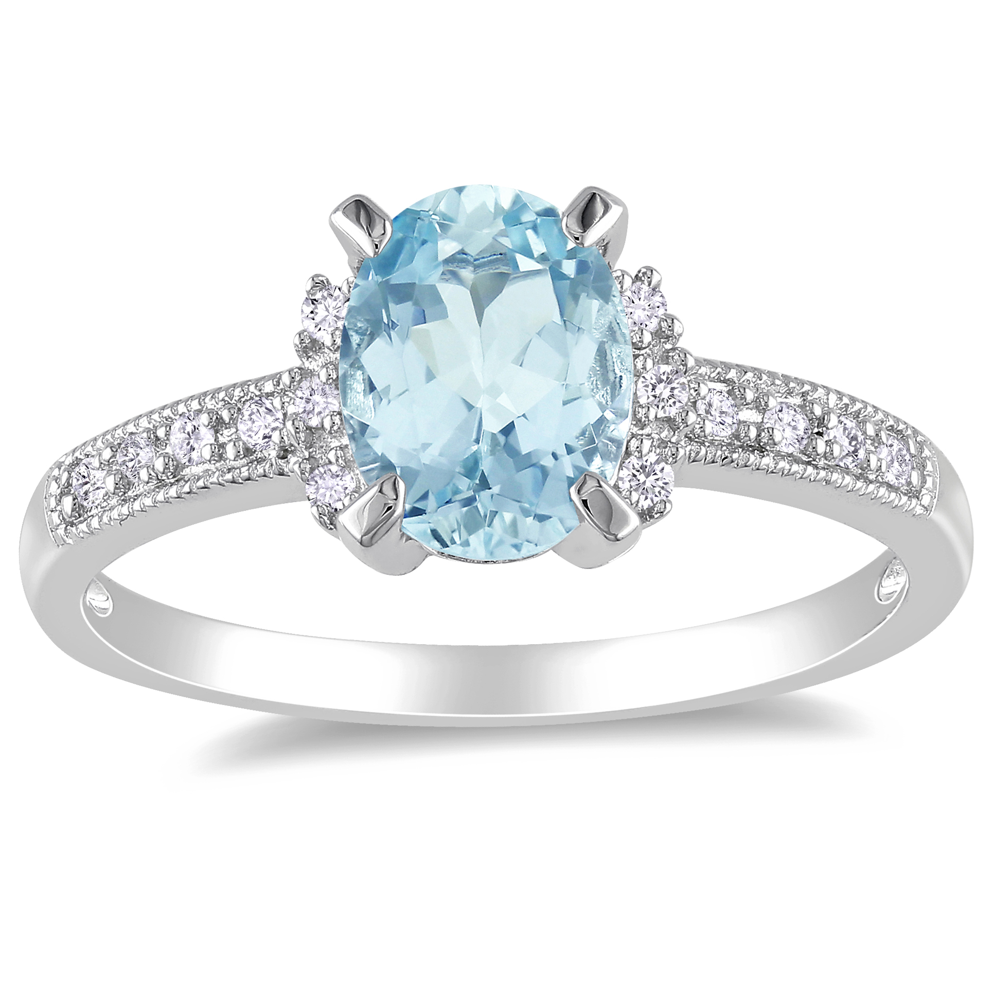 Amour 0.07 Carat T.W. Diamond and 1 Carat T.G.W. Aquamarine Fashion Ring in Sterling Silver GH I2;I3 at Kmart.com
