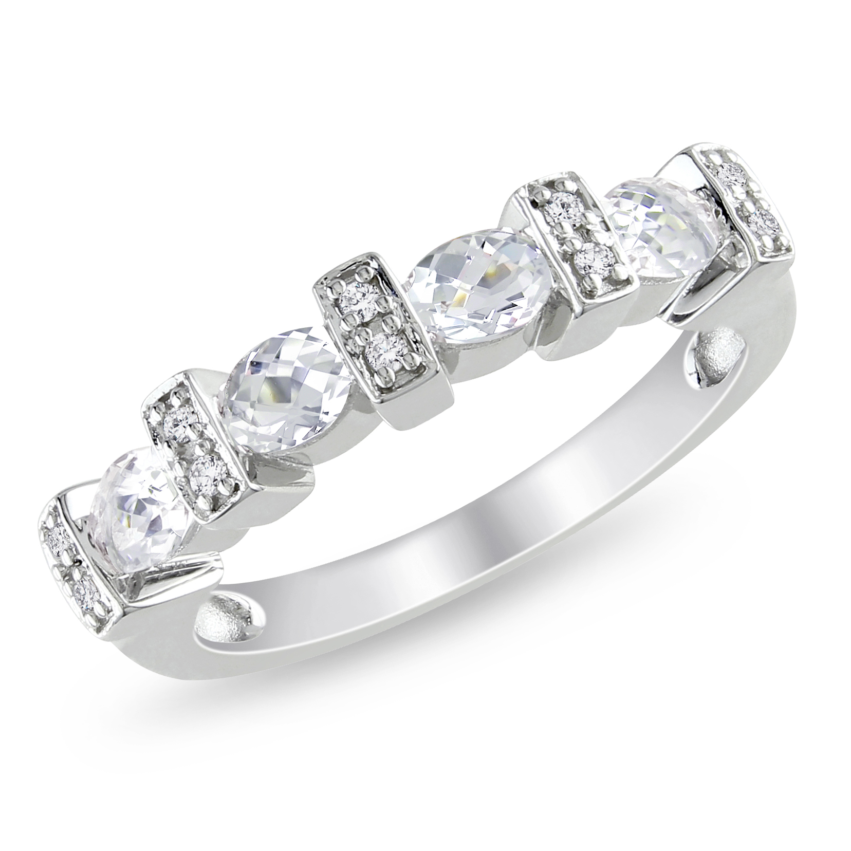 Amour 0.05 Carat T.W. Diamond and 1 Carat T.G.W. Created White Sapphire Fashion Ring in Sterling Silver GH I3 at Sears.com