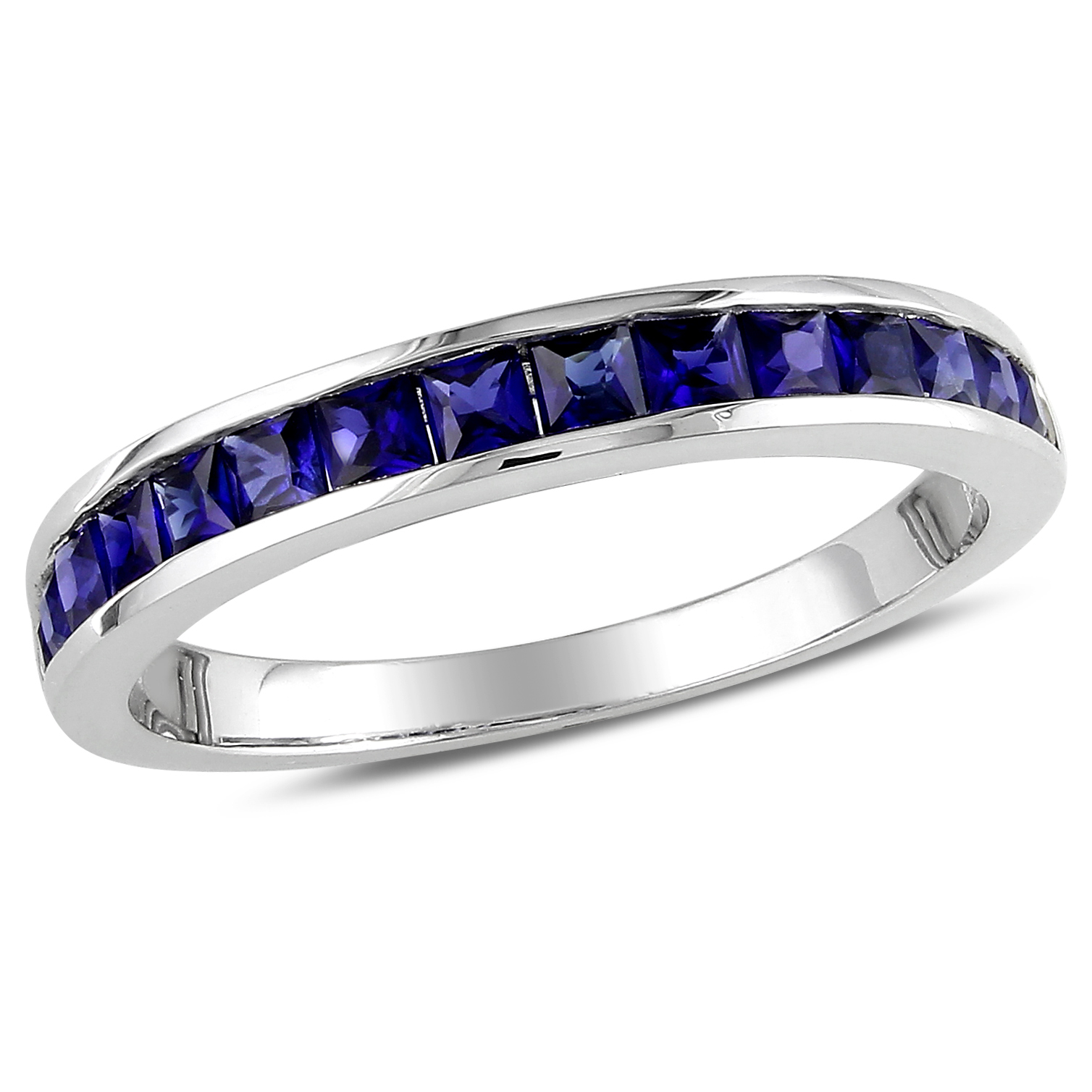 3/4 Carat T.G.W. Created Blue Sapphire Eternity Ring in Sterling Silver