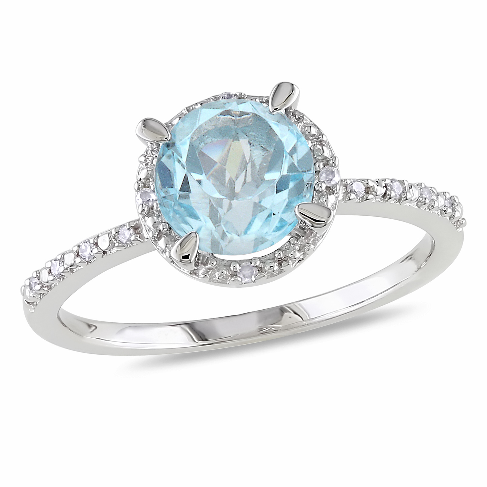 0.05 Carat T.W. Diamond and 1 1/2 Carat T.G.W. Blue Topaz Fashion Ring in Sterling Silver GH I3