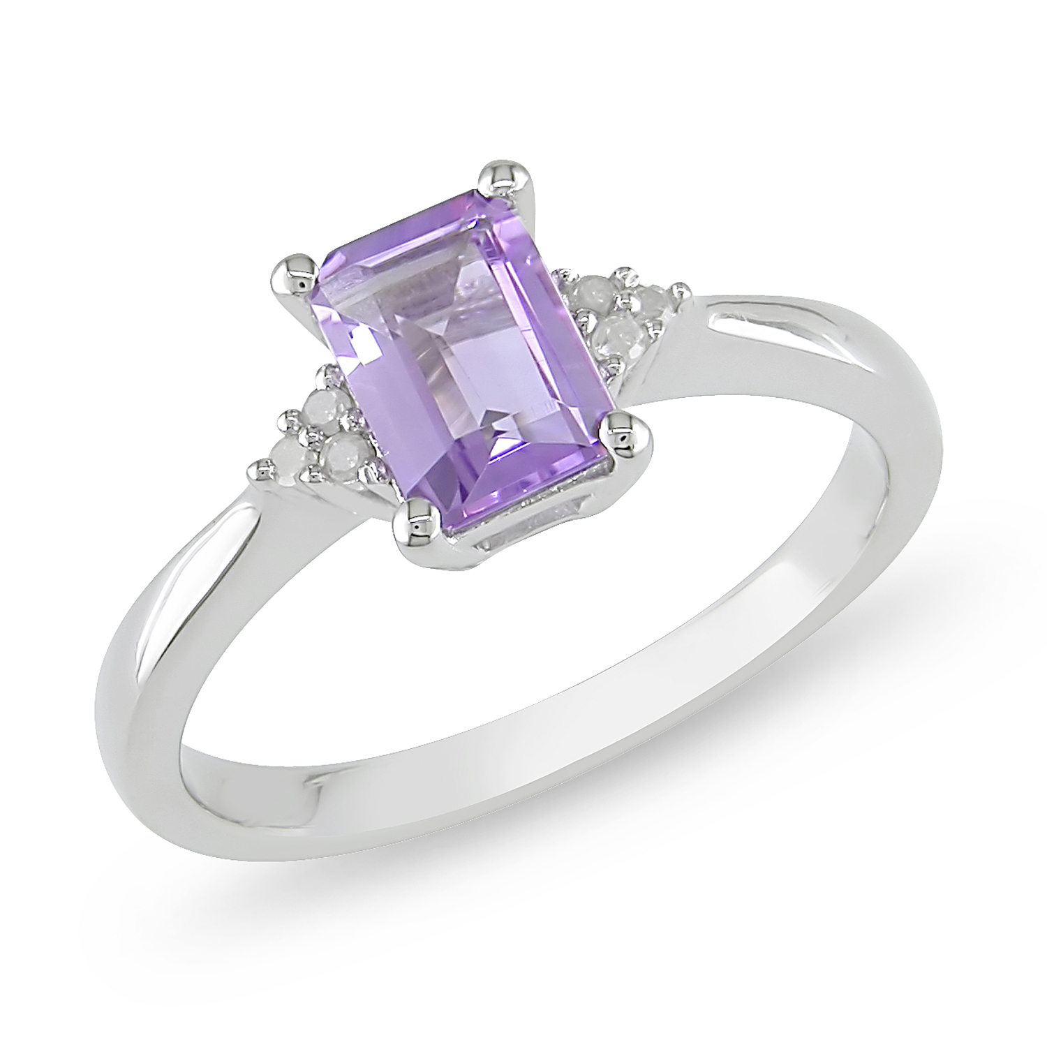 0.03 Carat T.W. Diamond and 7/8 Carat T.G.W. Amethyst Fashion Ring in Sterling Silver I3