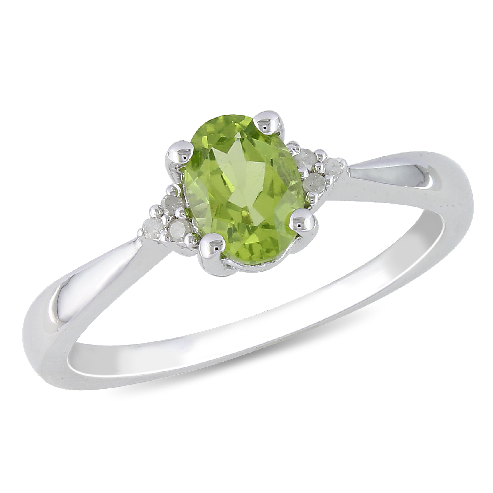 0.03 Carat T.W. Diamond and 4/5 Carat T.G.W. Peridot Fashion Ring in Sterling Silver I3