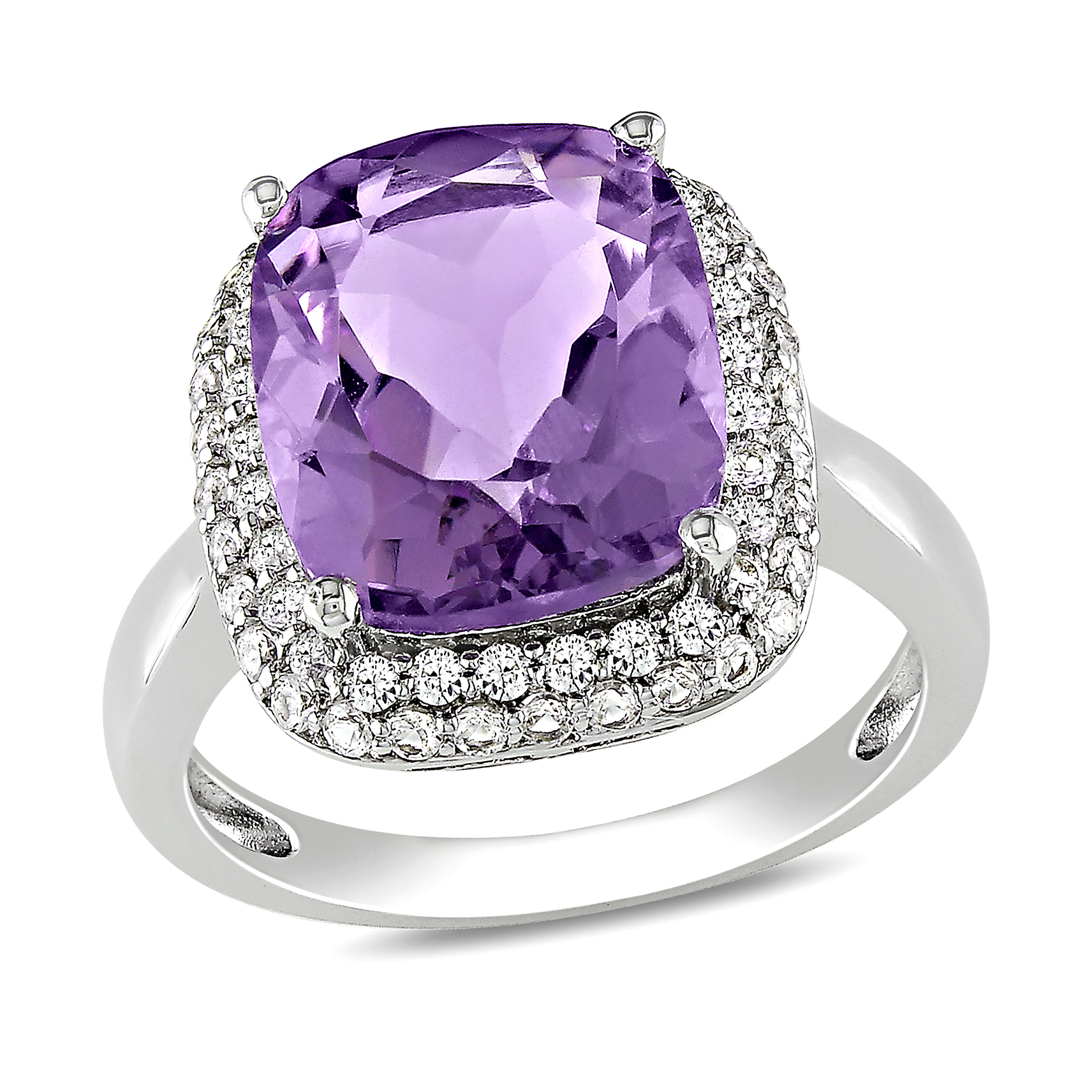 5.6 Carat T.G.W. Amethyst Created White Sapphire Fashion Ring in Sterling Silver