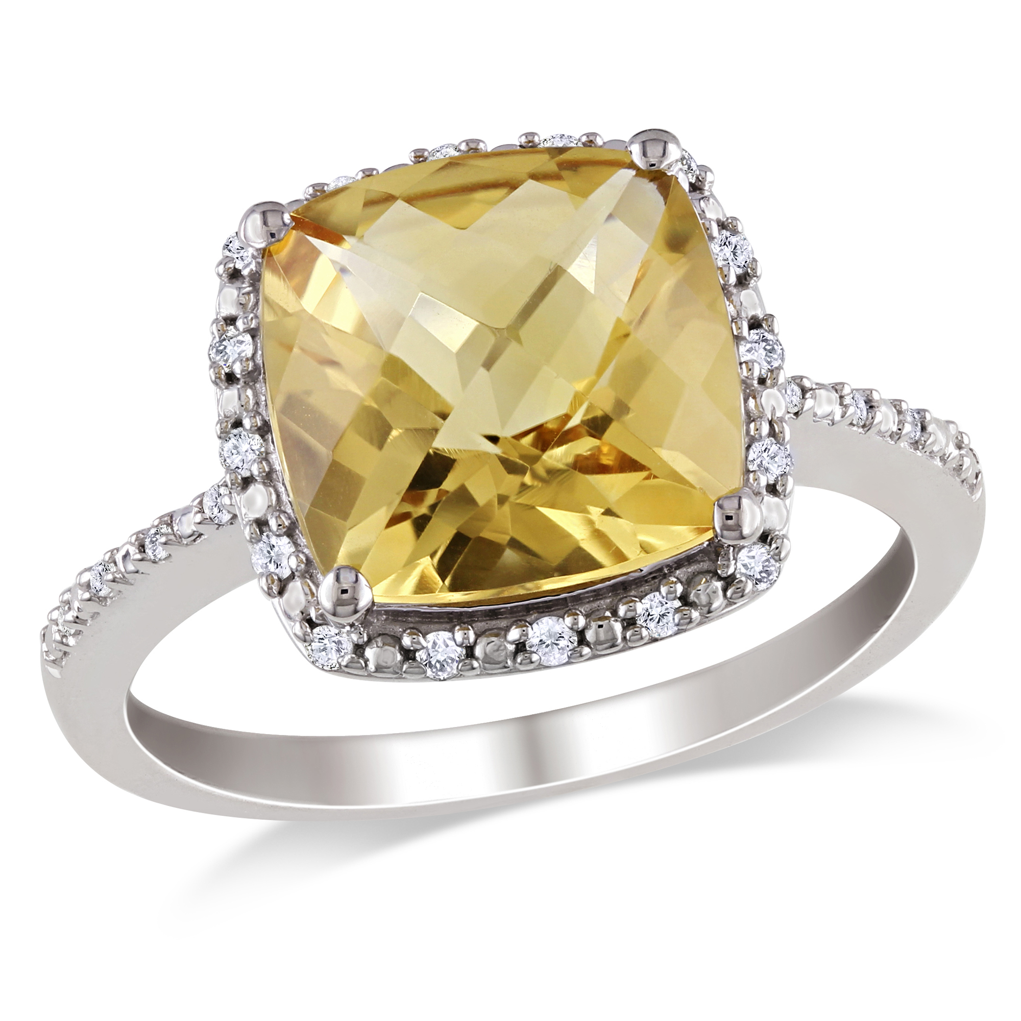 1/10 Carat T.W. Diamond and 4 Carat T.G.W. Citrine Fashion Ring in Sterling Silver GH I3