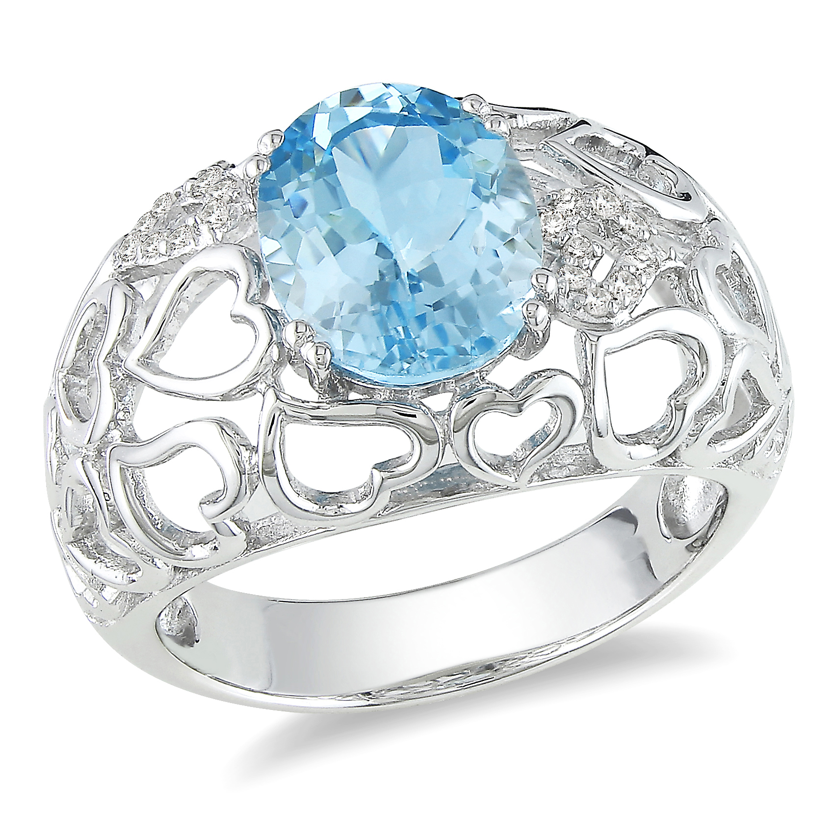Amour 0.06 Carat T.W. Diamond and 3 Carat T.G.W. Blue Topaz Fashion Ring in Sterling Silver GH I3 at Kmart.com