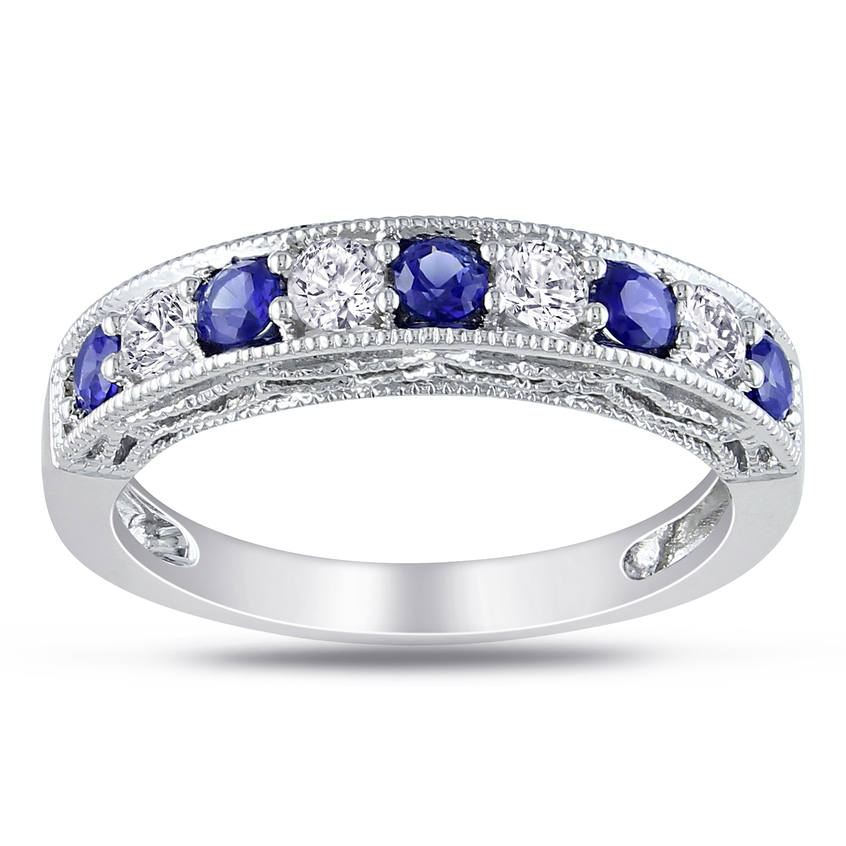 4/5 Carat T.G.W. Multi-Sapphire Fashion Ring in Sterling Silver