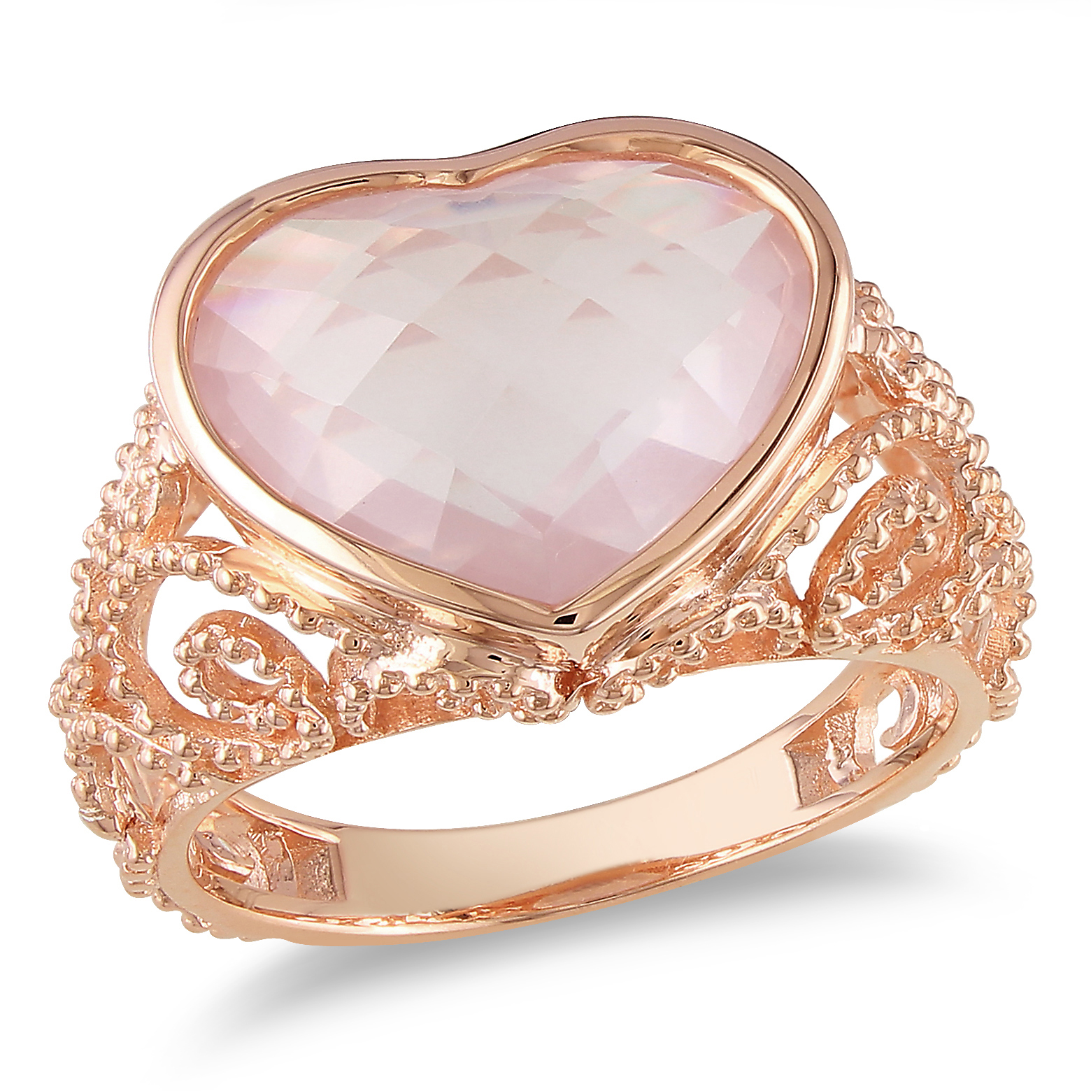 6 1/2 Carat T.G.W. Rose Quartz Fashion Ring Pink Sterling Silver Pink Plated
