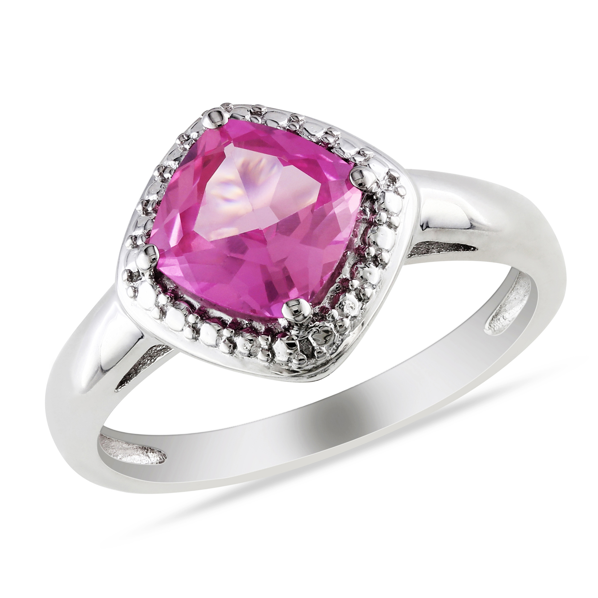 2 Carat T.G.W. Created Pink Sapphire Fashion Ring in Sterling Silver