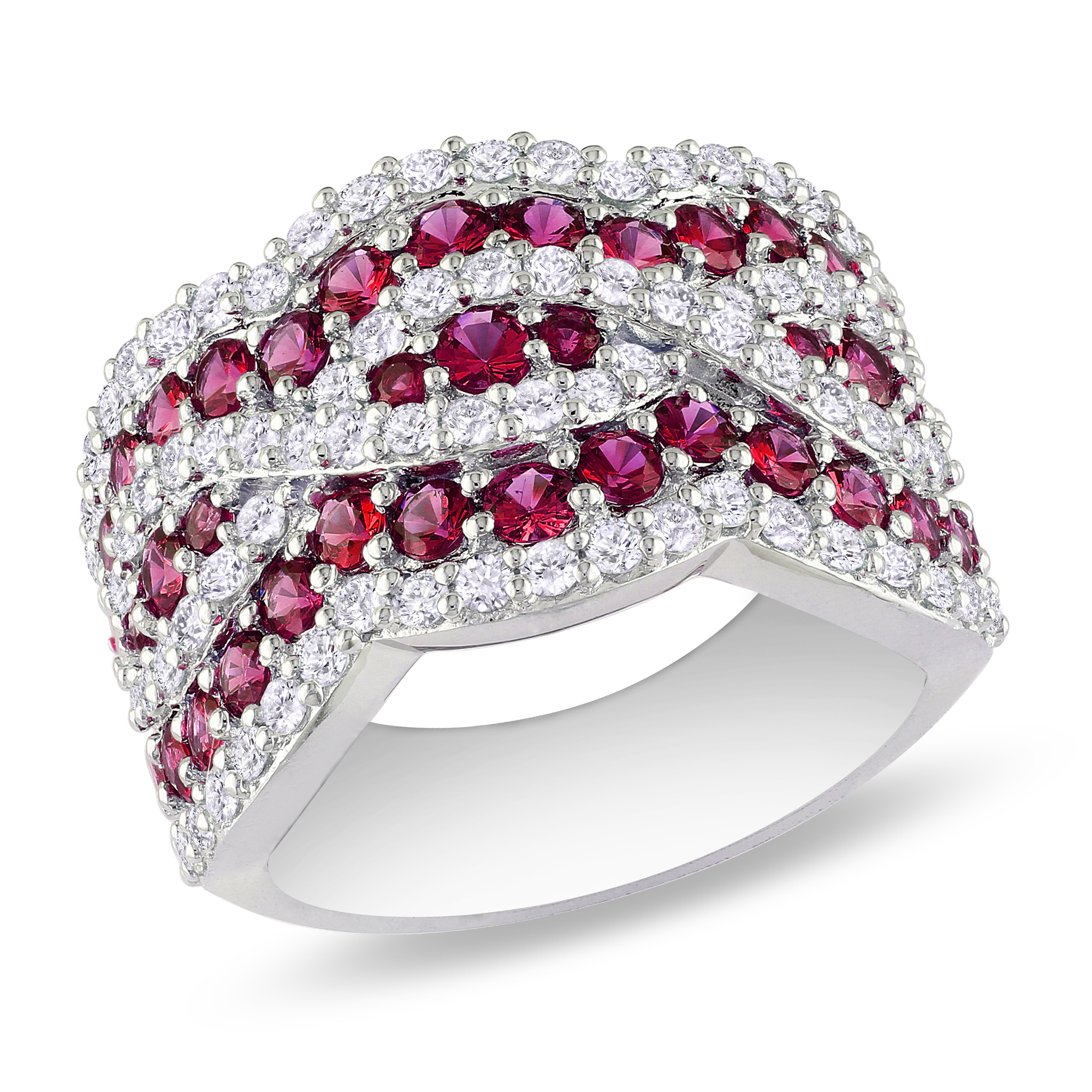 3 1/2 Carat T.G.W. Ruby White Sapphire Fashion Ring in Sterling Silver