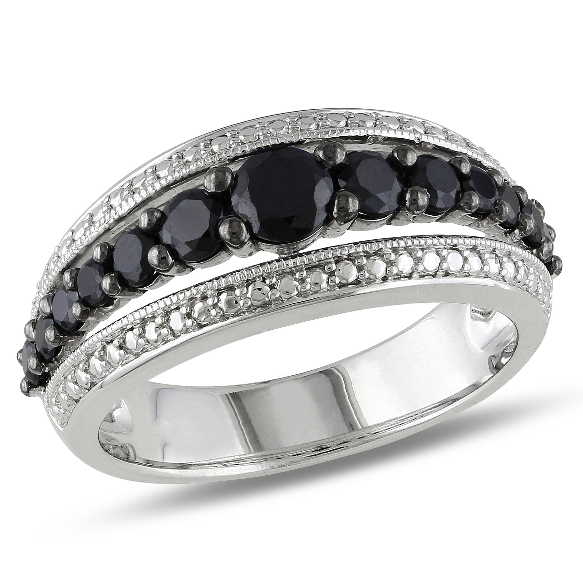 1 Carat T.G.W. Black Spinel Fashion Ring in Sterling Silver Black Plated
