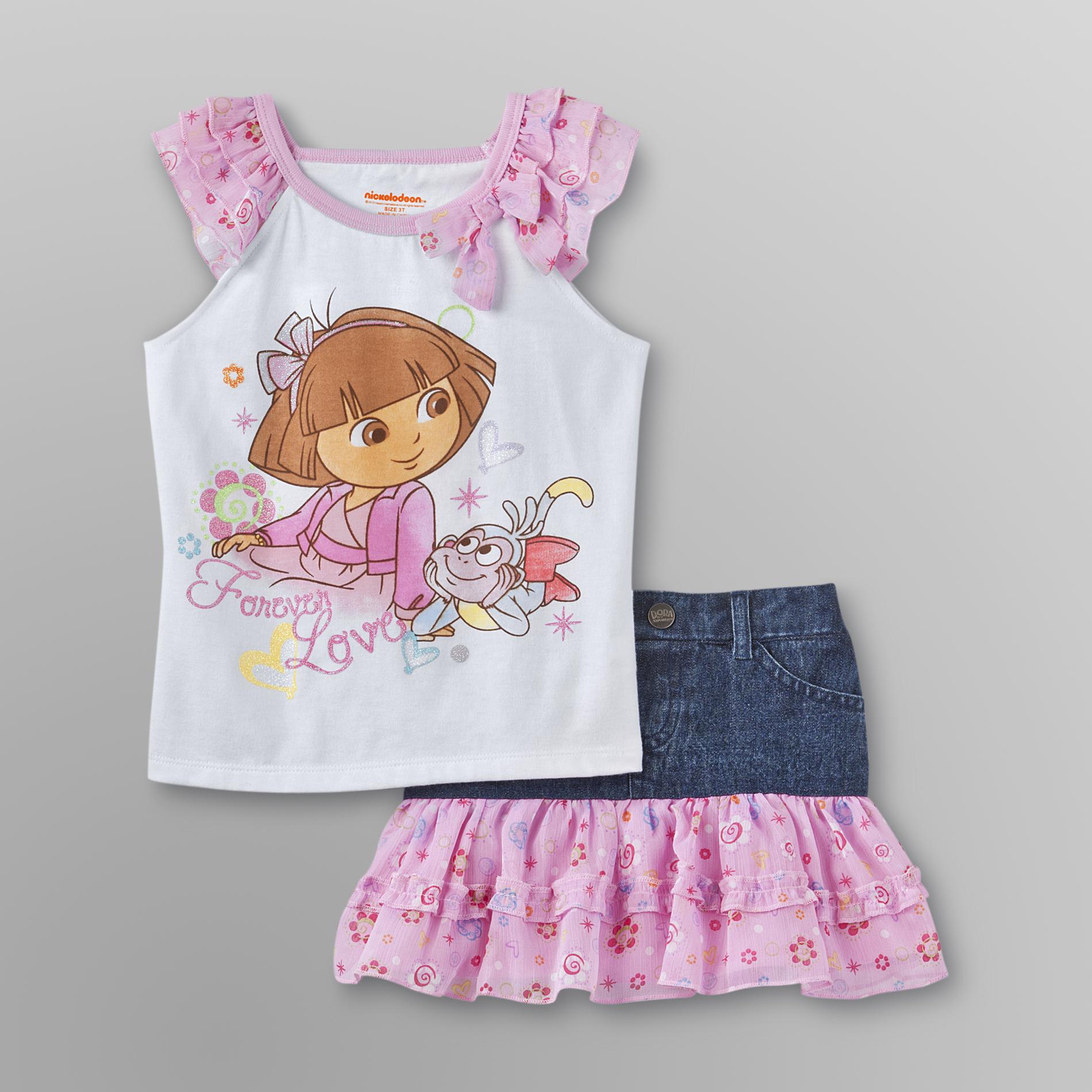 Nickelodeon Dora Toddler Girl's Graphic Shirt & Denim Skort at Kmart.com