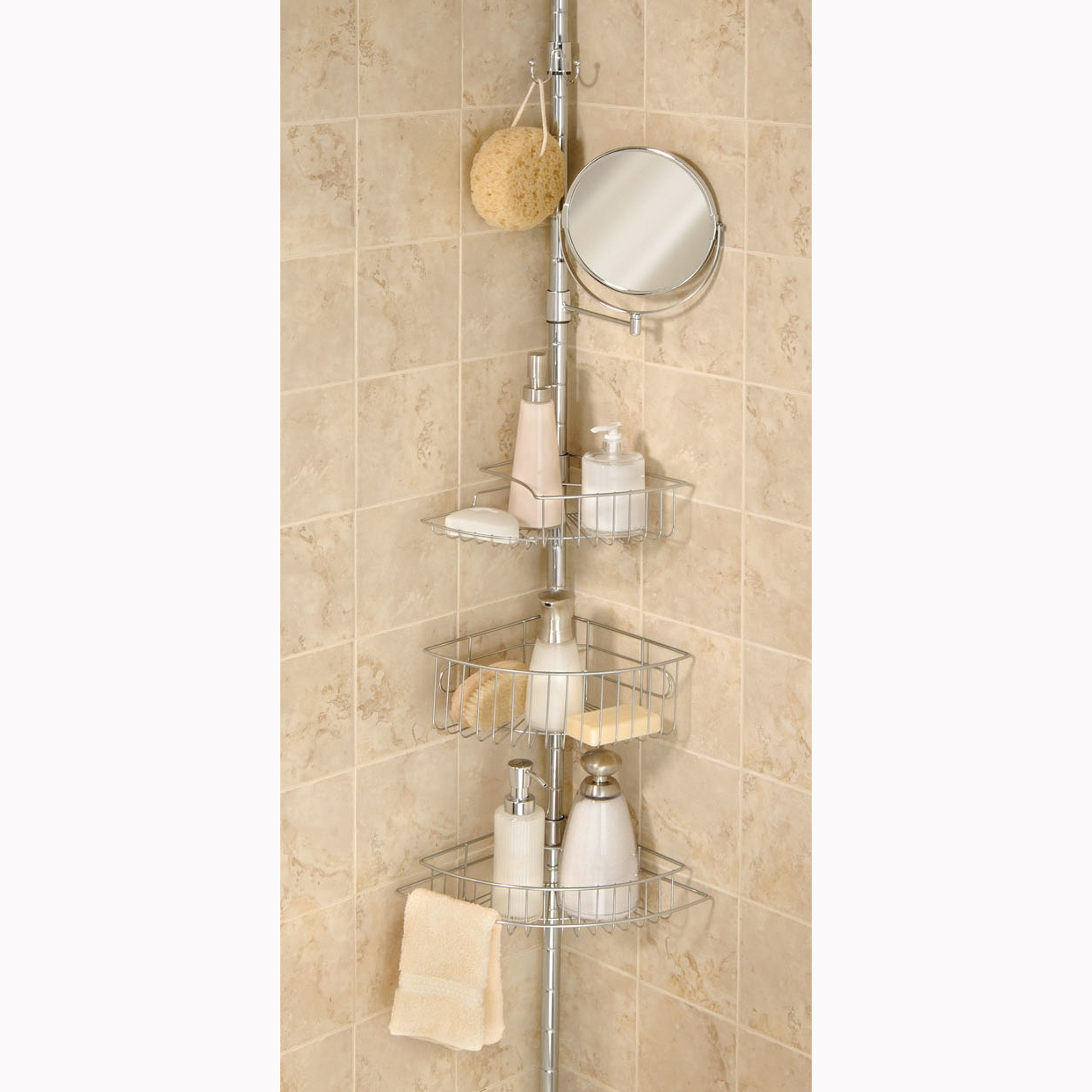 Elegant Home Chrome Tension Pole Shower Caddy Shop Your Way Online