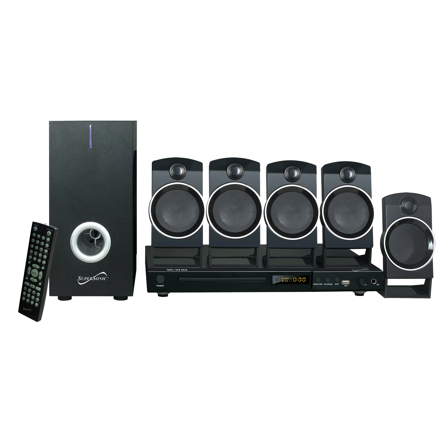 Supersonic 5.1 Channel DVD Home Theater System with USB Input & Karaoke Function