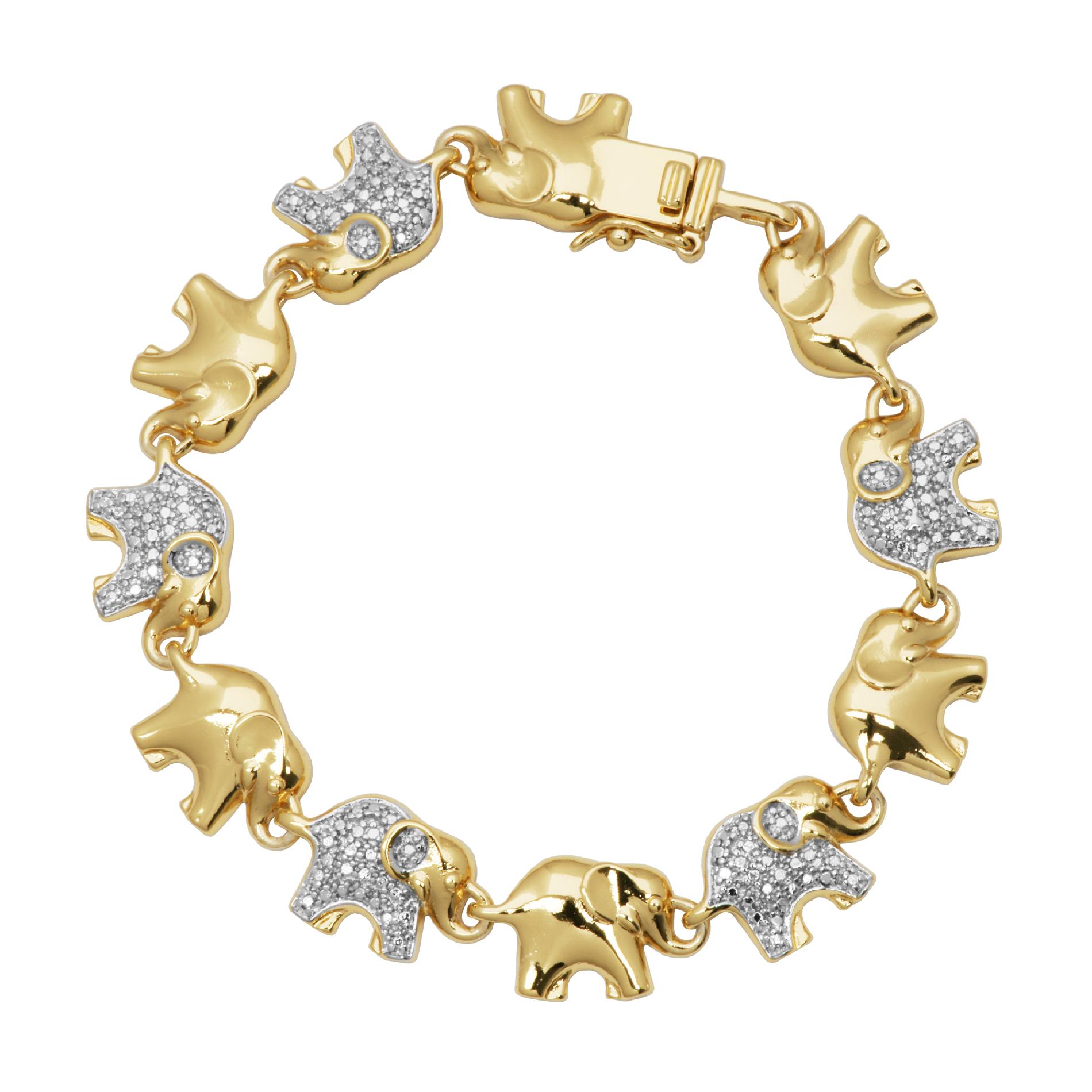 Fine Silver and Gold Over Bronze Diamond Accent Elephant Bracelet 7.25 at Kmart.com
