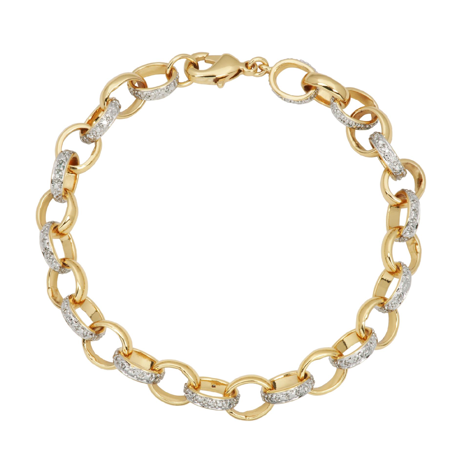 Fine Silver and Gold Over Bronze Diamond Accent Open Link Bracelet 7.25 at Kmart.com
