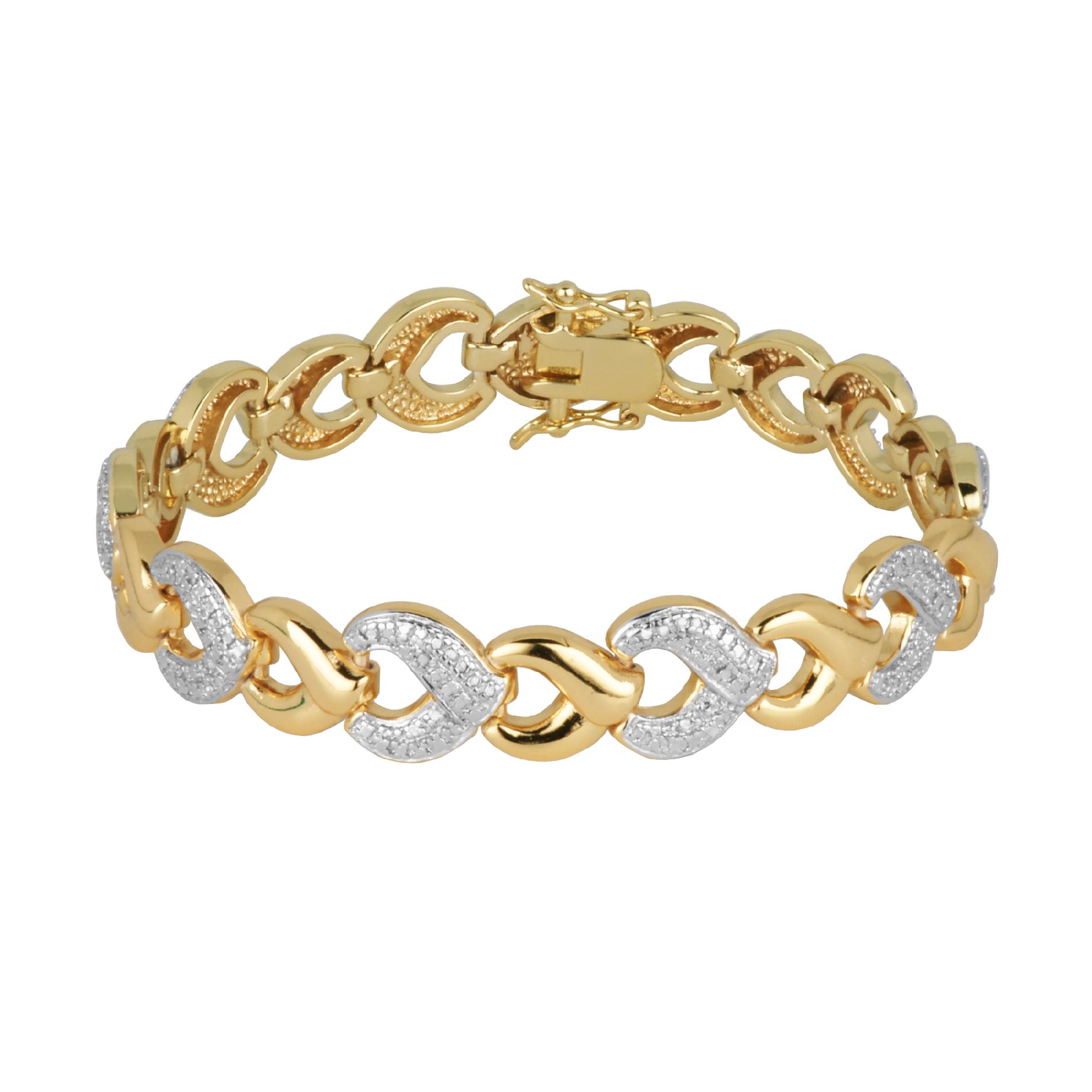 Fine Silver and Gold Over Bronze Diamond Accent Link Bracelet 7.25 at Kmart.com