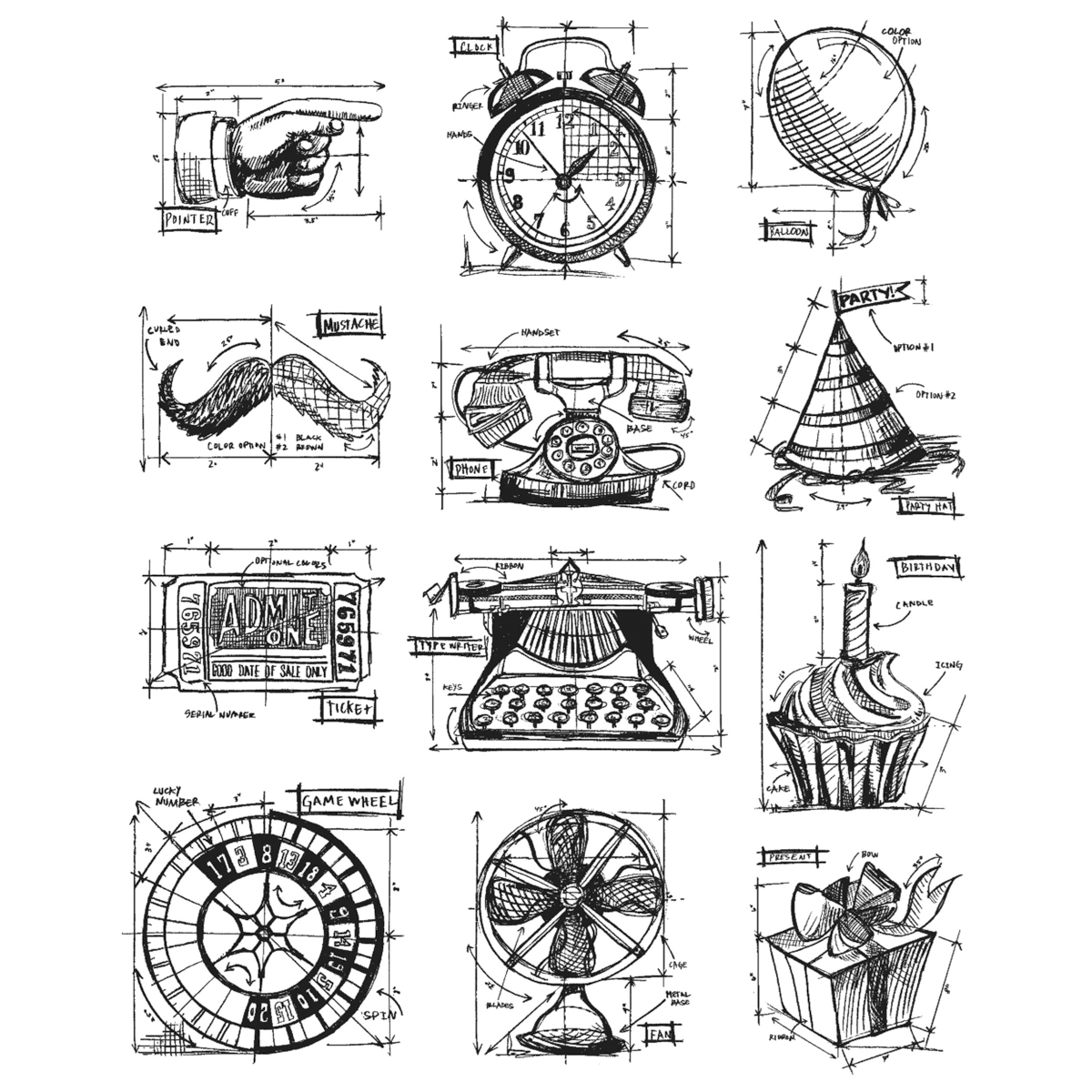 Tim Holtz Large Cling Rubber Stamp Set Mini Blueprints 4 at Kmart.com