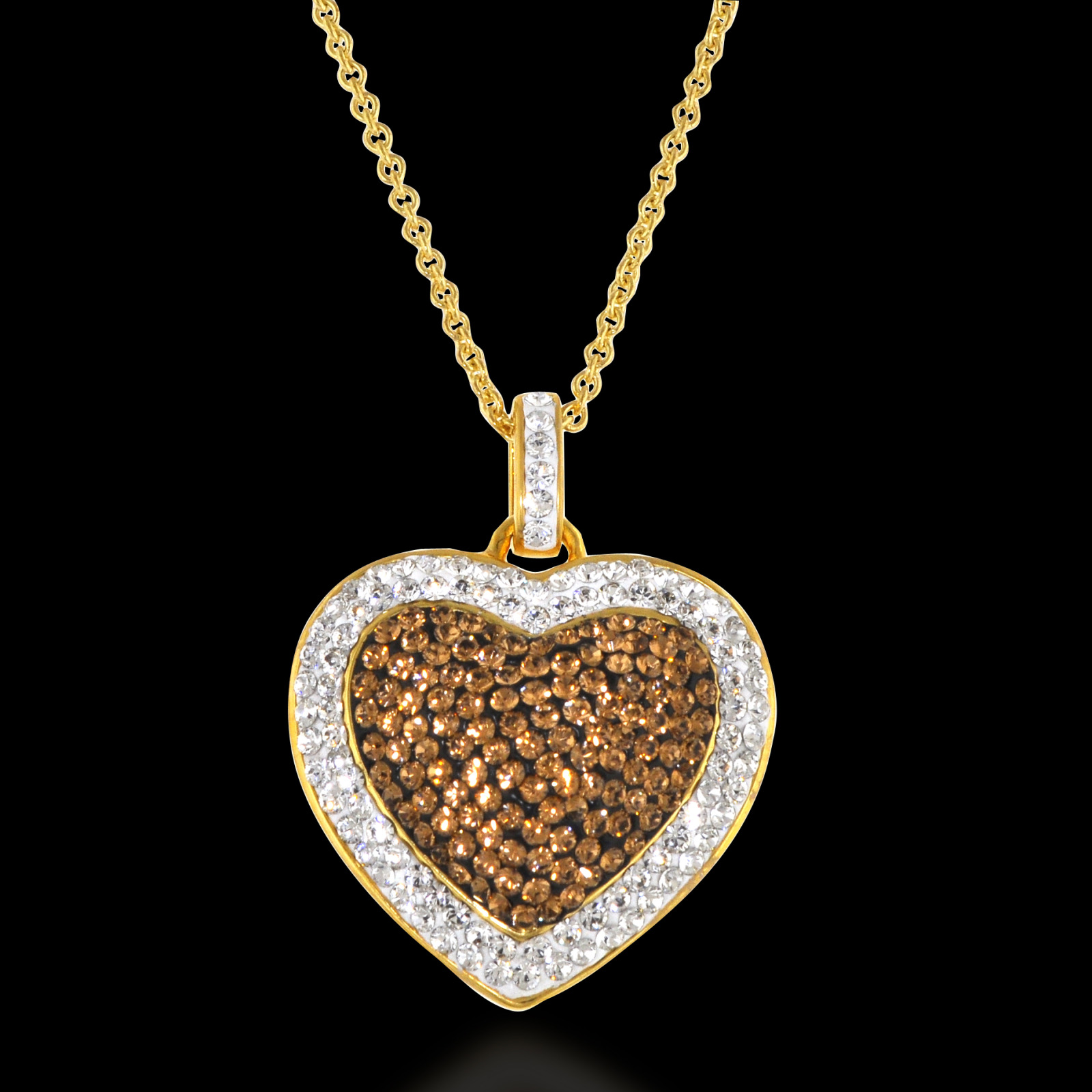Chocolate Elegance Gold Over Bronze Chocolate And White Heart  Pendant at Sears.com
