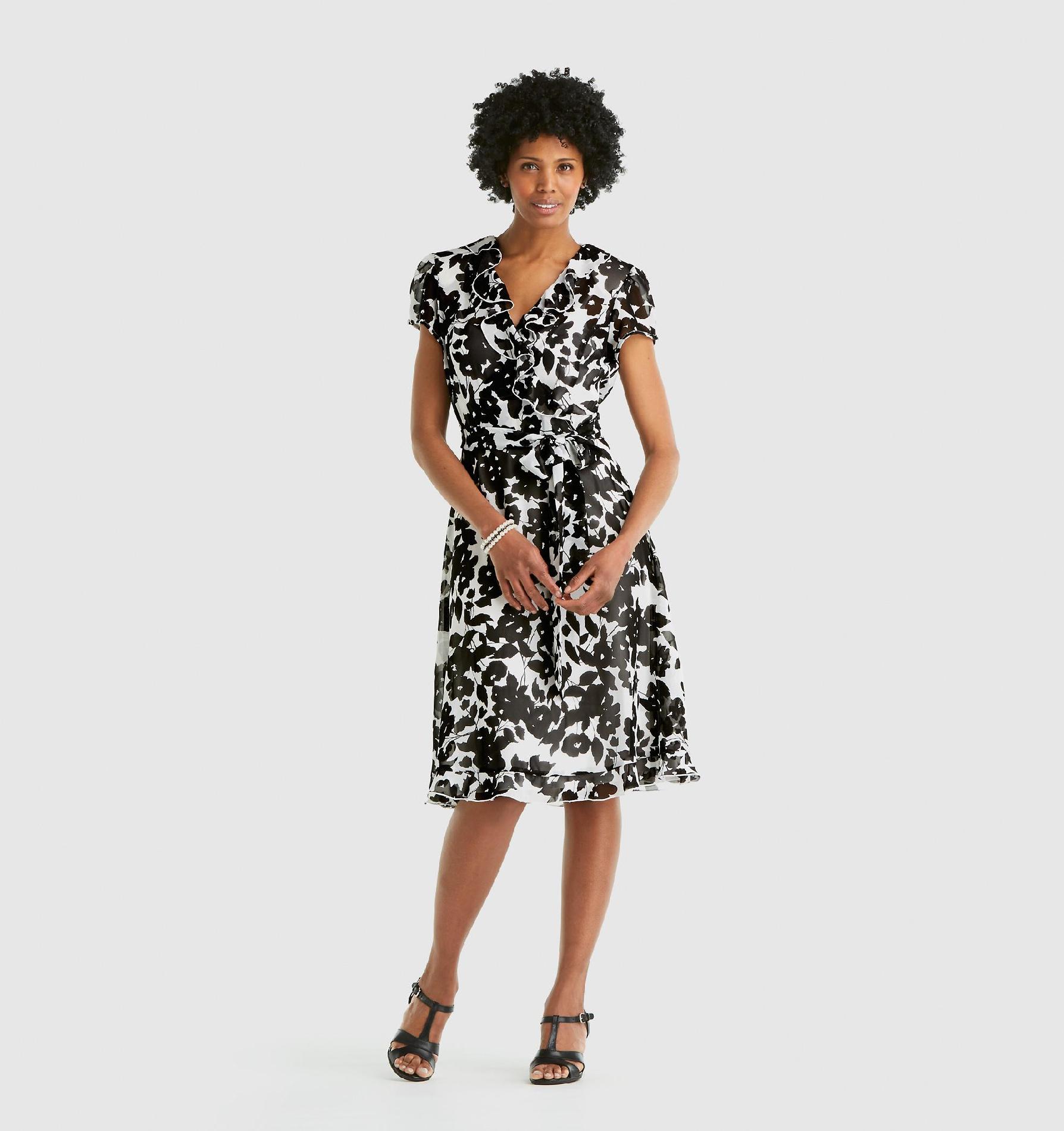 JBS Women's Ruffle Front Wrap Dress - Floral at Kmart.com