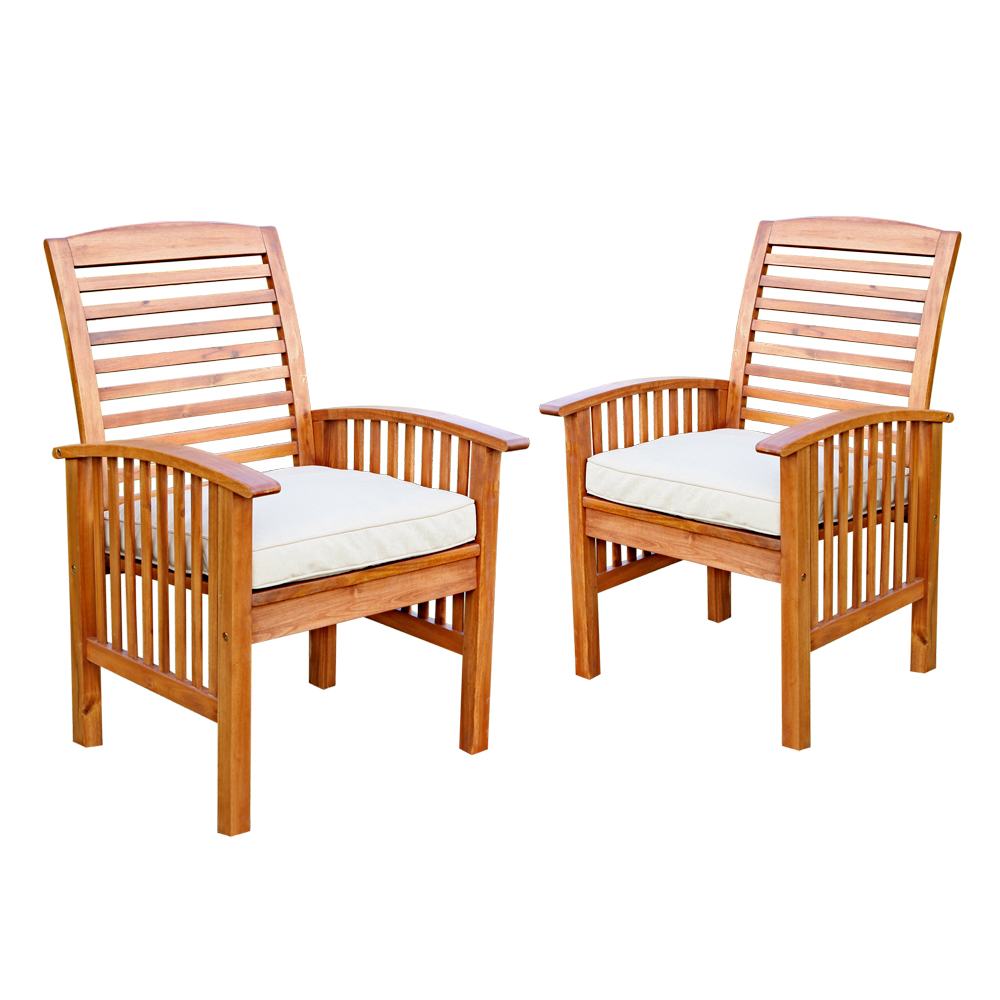 Walker Edison Acacia Wood Patio Chairs with Cushions (Set of 2) at Kmart.com