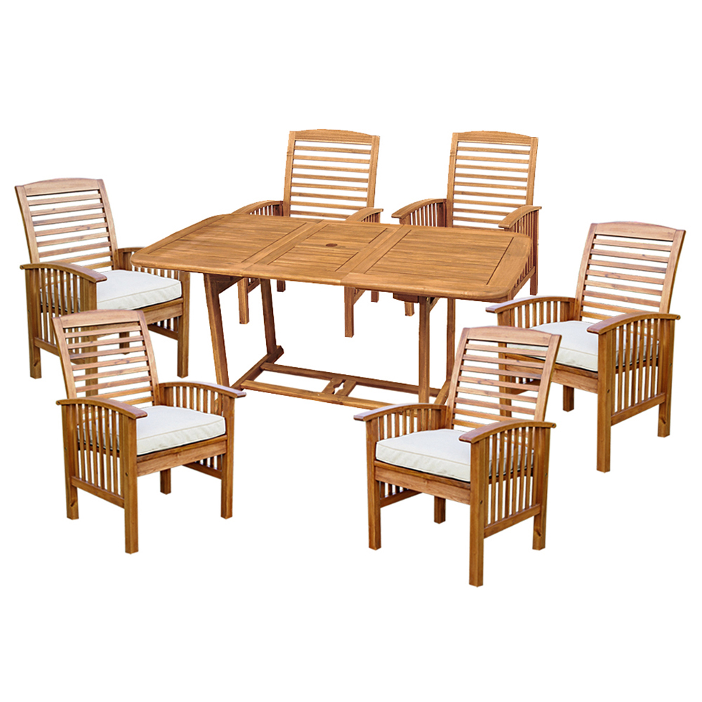 Walker Edison 7-Piece Acacia Wood Patio Dining Set with Cushions at Kmart.com