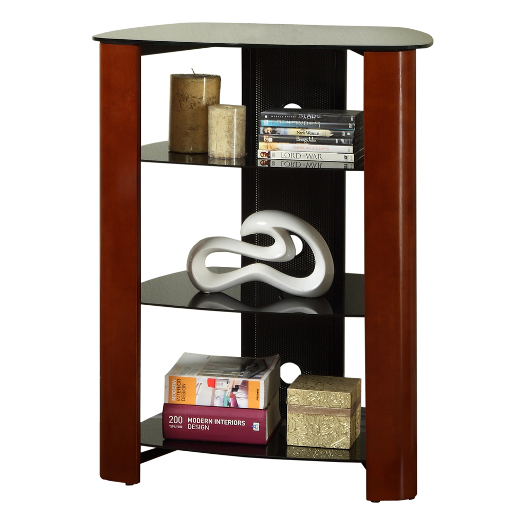 MultiLevel Black Glass Corner Component Stand