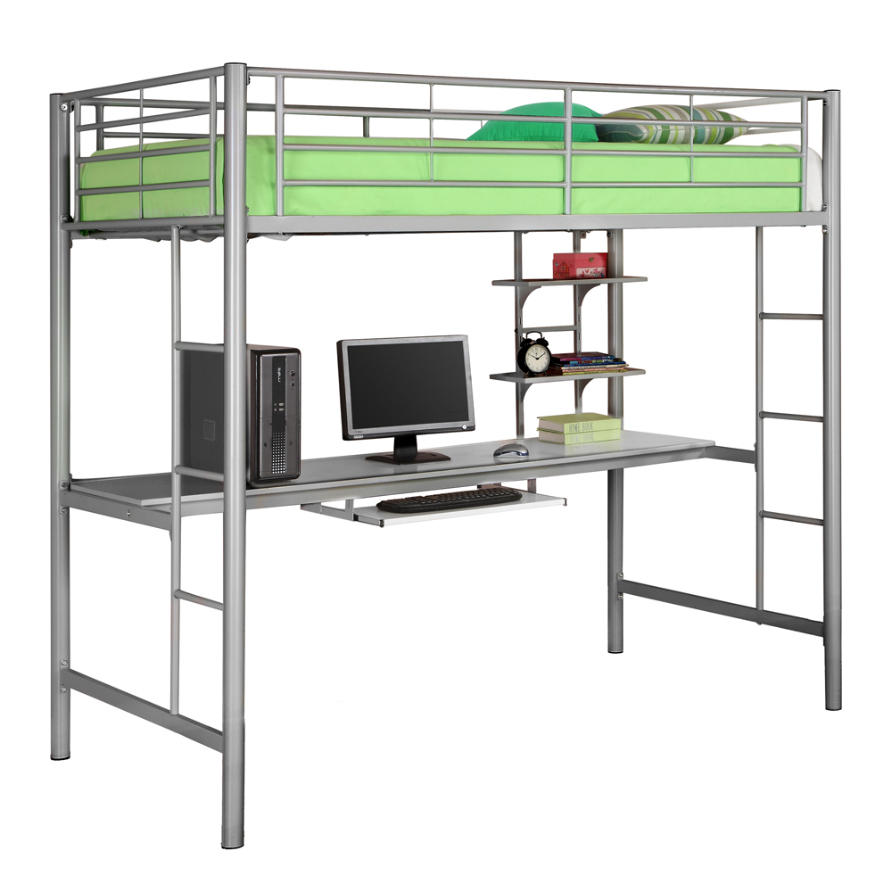 Metal Twin with Workstation Silver Bunk Bed